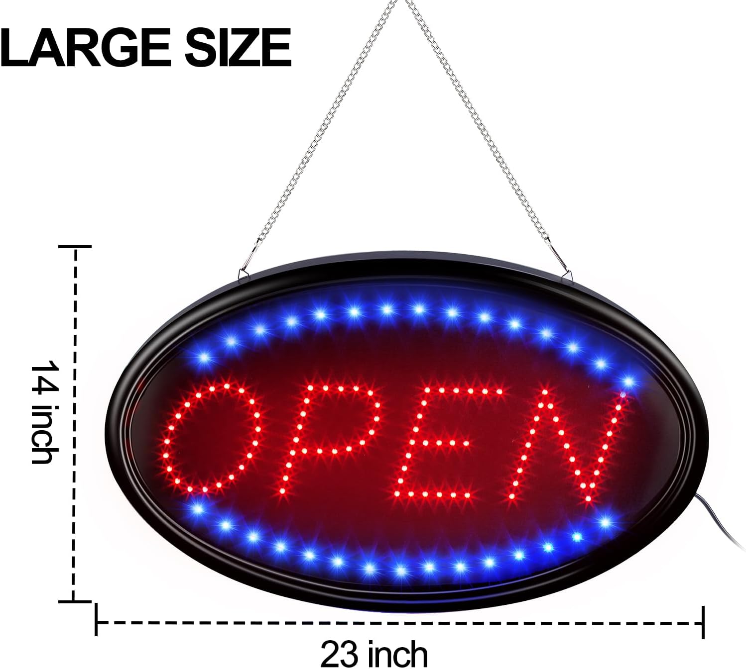 LED Open Sign, FITNATE Large 23x14 inch Business Open Sign with Remote Electric Display Light,2 Modes Flashing & Steady Lights for Business, Shop, Bar, Hotel
