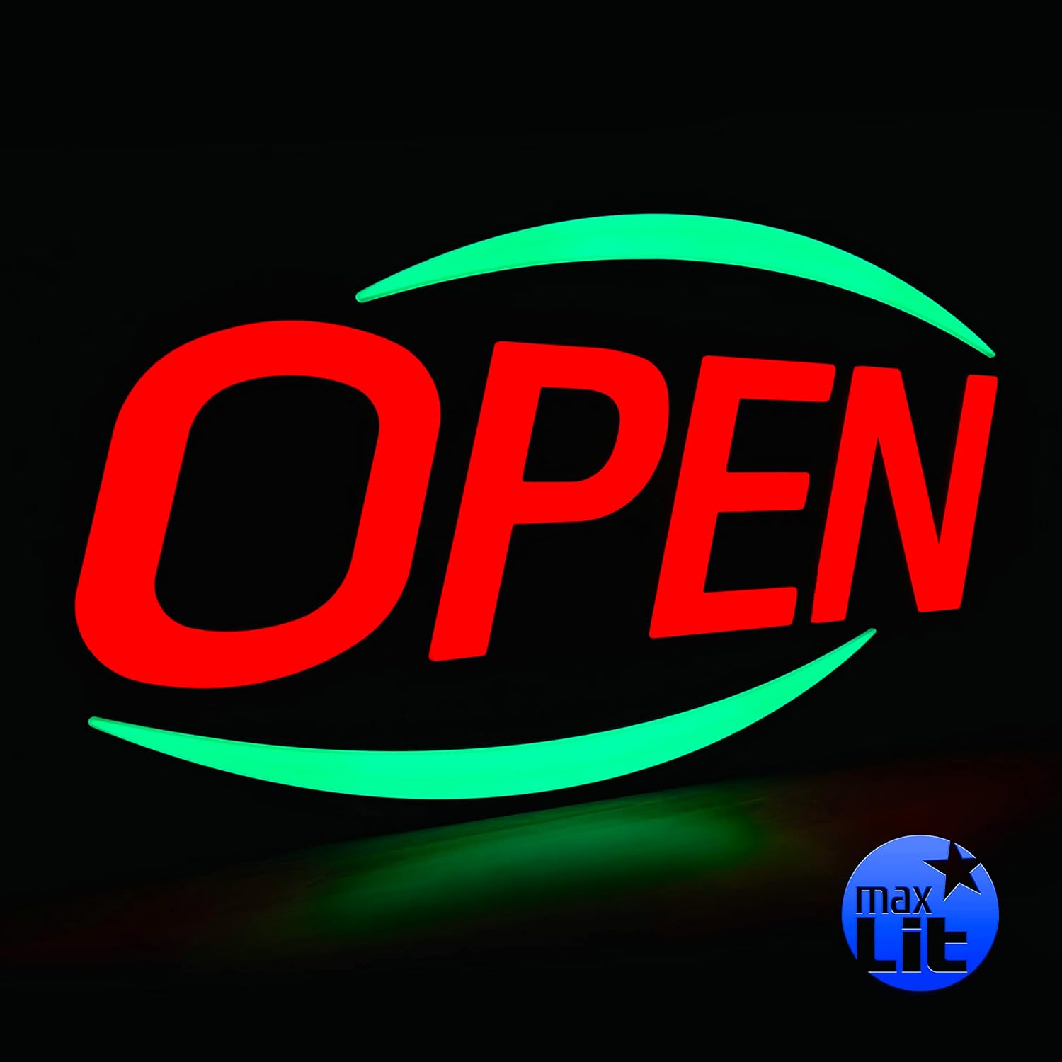 MaxLit 32'' X 17'' New Jumbo ULTRA BRIGHT LED Open Sign — Remote Controlled — Dynamic Light Modes — Enhance Your Business Presence [Red/Blue]