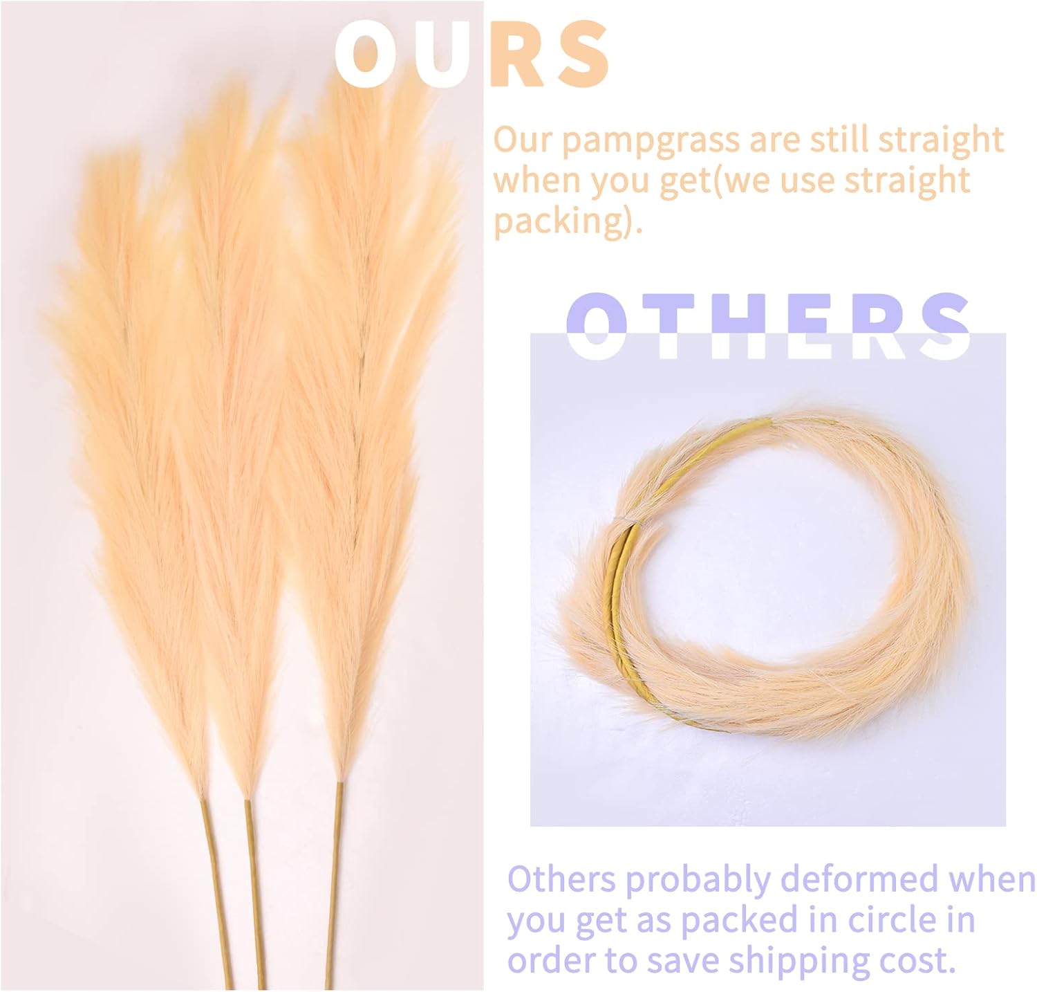 3Pcs 71" Large Pampas Grass Decor, Tall Faux Fluffy Artificial Dried Pompous Grass for Floor Vase Filer, Office, Boho Wedding