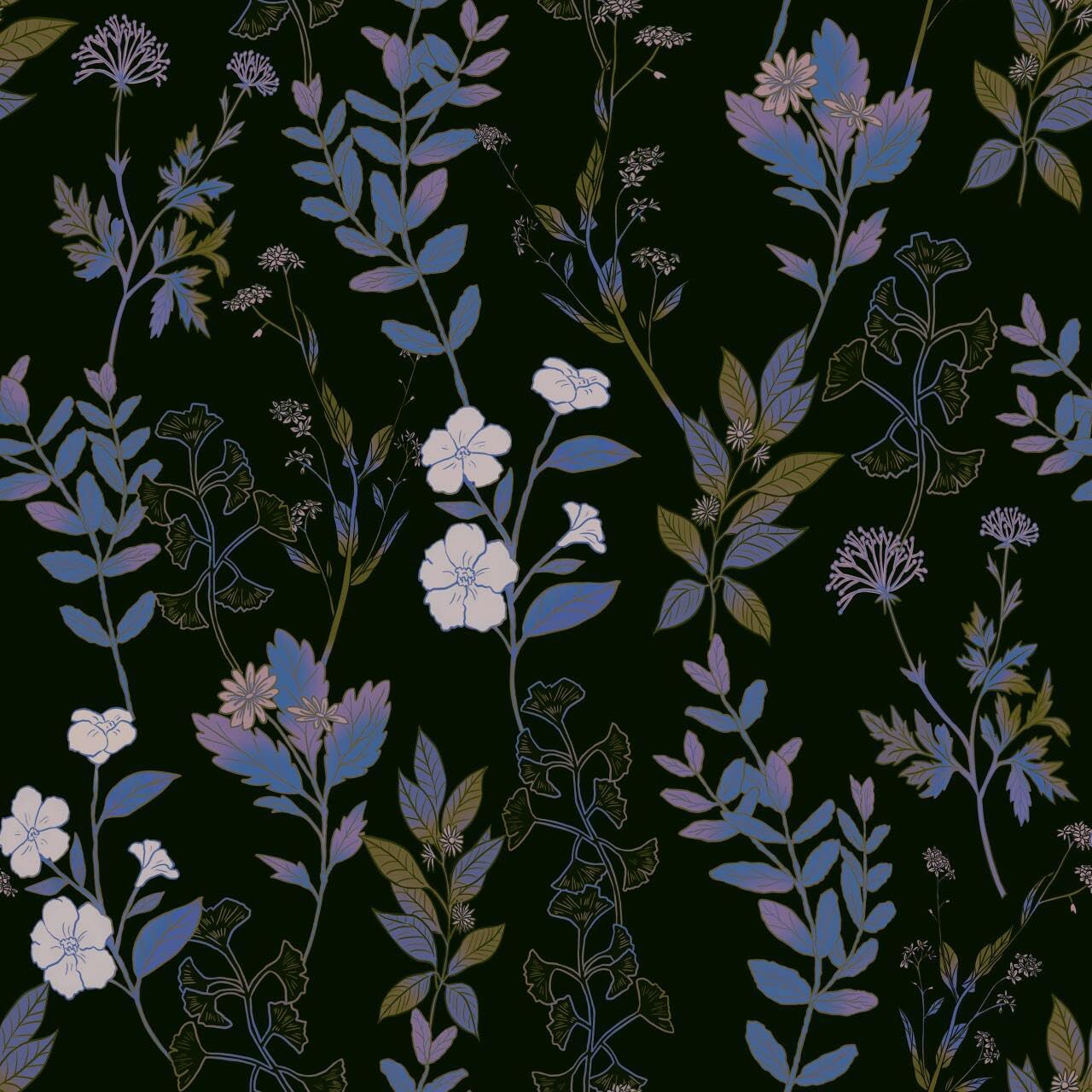 Fvlow Vintage Black Floral Wallpaper Classic Watercolor Leaves Wall Paper 17.4" x 394" Dark Moody Contact Paper Chinoiserie Self Adhesive Covering for Bedroom Bathroom Cabinet Home Decor Black Grey