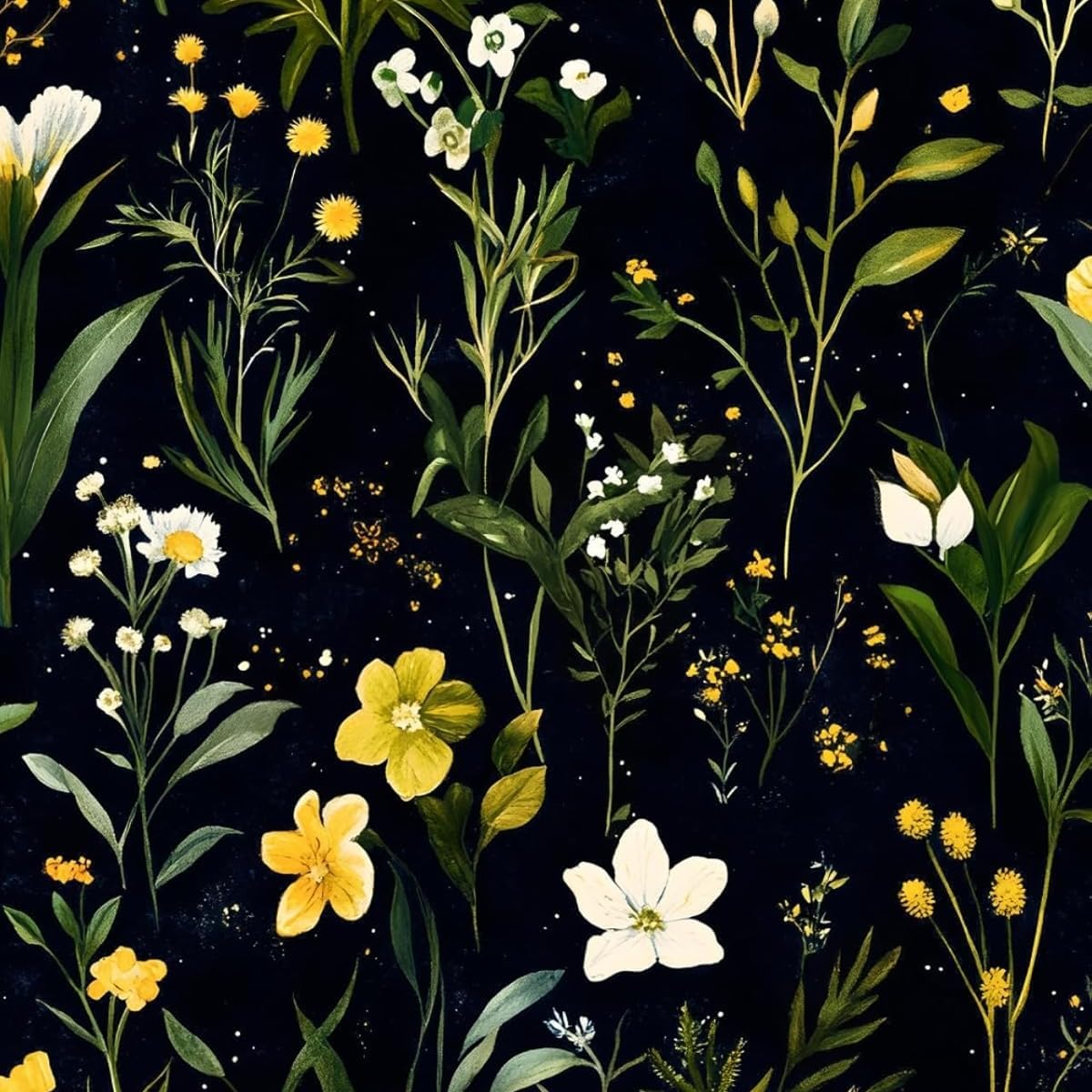 XRUIBZI Black Floral Wallpaper Peel and Stick Wallpaper Leaf Wallpapers Gold Leaf Contact Paper for Cabinets Waterproof Self Adhesive Wall Paper for Kitchen Countertop Wall 17.5" x 393"