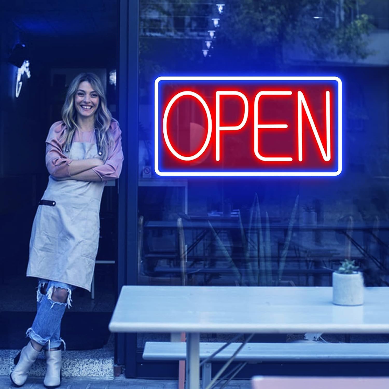 Open Signs for Business Ultra Bright LED Neon Open Signs 22 Inch Plug In Electric Light Up Open Sign with ON/OFF Switch for Business Storefront Window Glass Door Shop Florists Bar Salon Cafes Pubs
