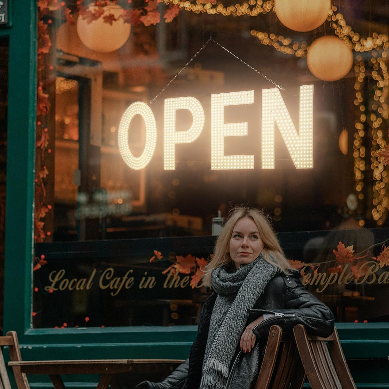 lulixilul LED Open Sign for Business, 30"x10" Dimmable Brightness Large Electric Light Up Sign, Hanging Installation for Store Restaurant Office Bar Hotel Salon (white)