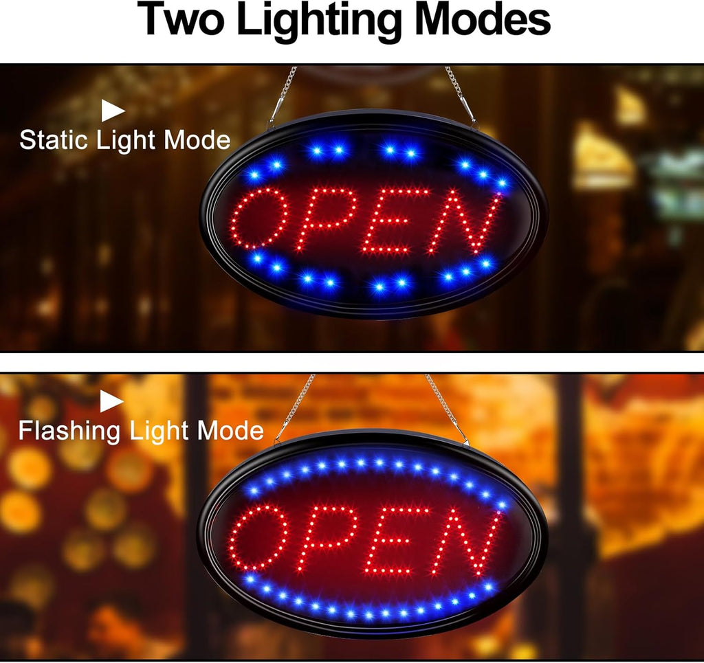 LED Open Sign, FITNATE Large 23x14 inch Business Open Sign with Remote Electric Display Light,2 Modes Flashing & Steady Lights for Business, Shop, Bar, Hotel