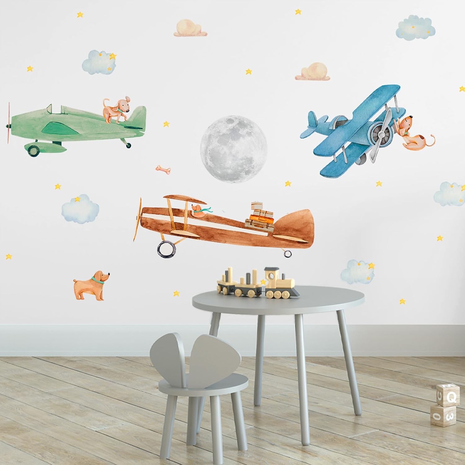 Hot Air Balloon Wall Decals by Lipastick - Peel and Stick Animal Stickers Raccoon, Fox, Koala, Panda for Kids Room, Nursery, Playroom, Bedroom - Removable Wall Decor for Boys, Girls, Babies - XXL Size