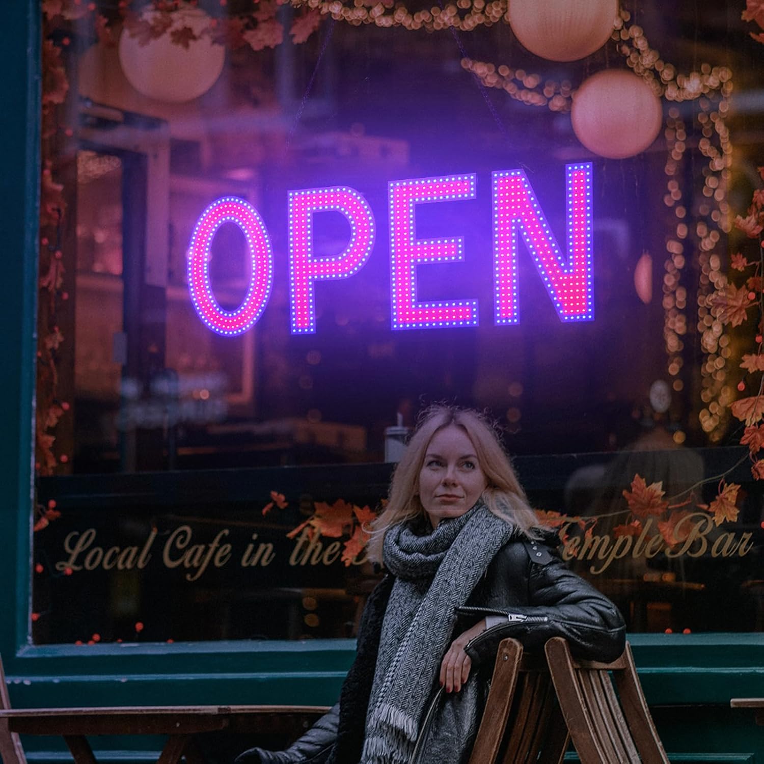 lulixilul LED Open Sign for Business, 30"x10" Dimmable Brightness Large Electric Light Up Sign, Hanging Installation for Store Restaurant Office Bar Hotel Salon (white)