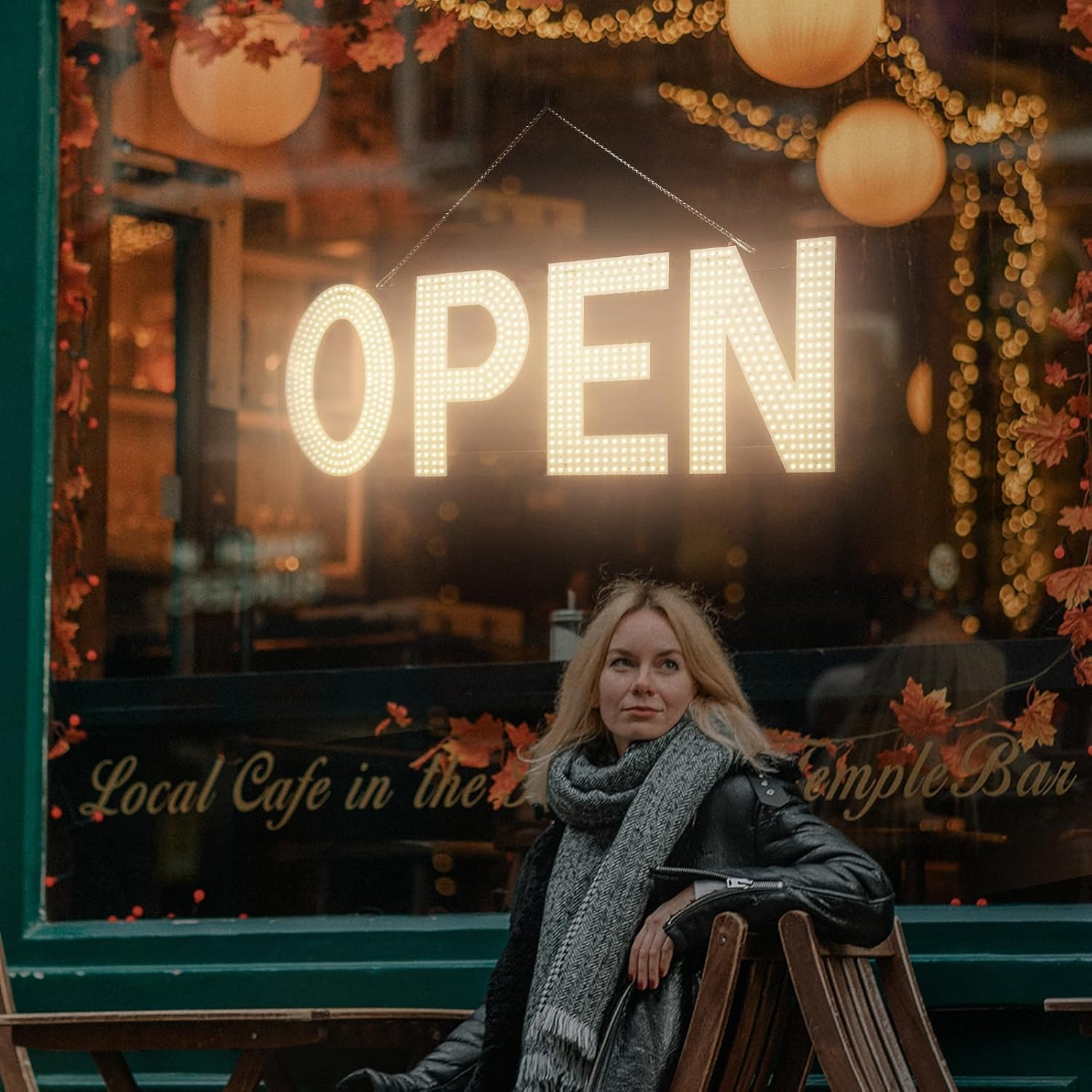 lulixilul LED Open Sign for Business, 30"x10" Dimmable Brightness Large Electric Light Up Sign, Hanging Installation for Store Restaurant Office Bar Hotel Salon (white)