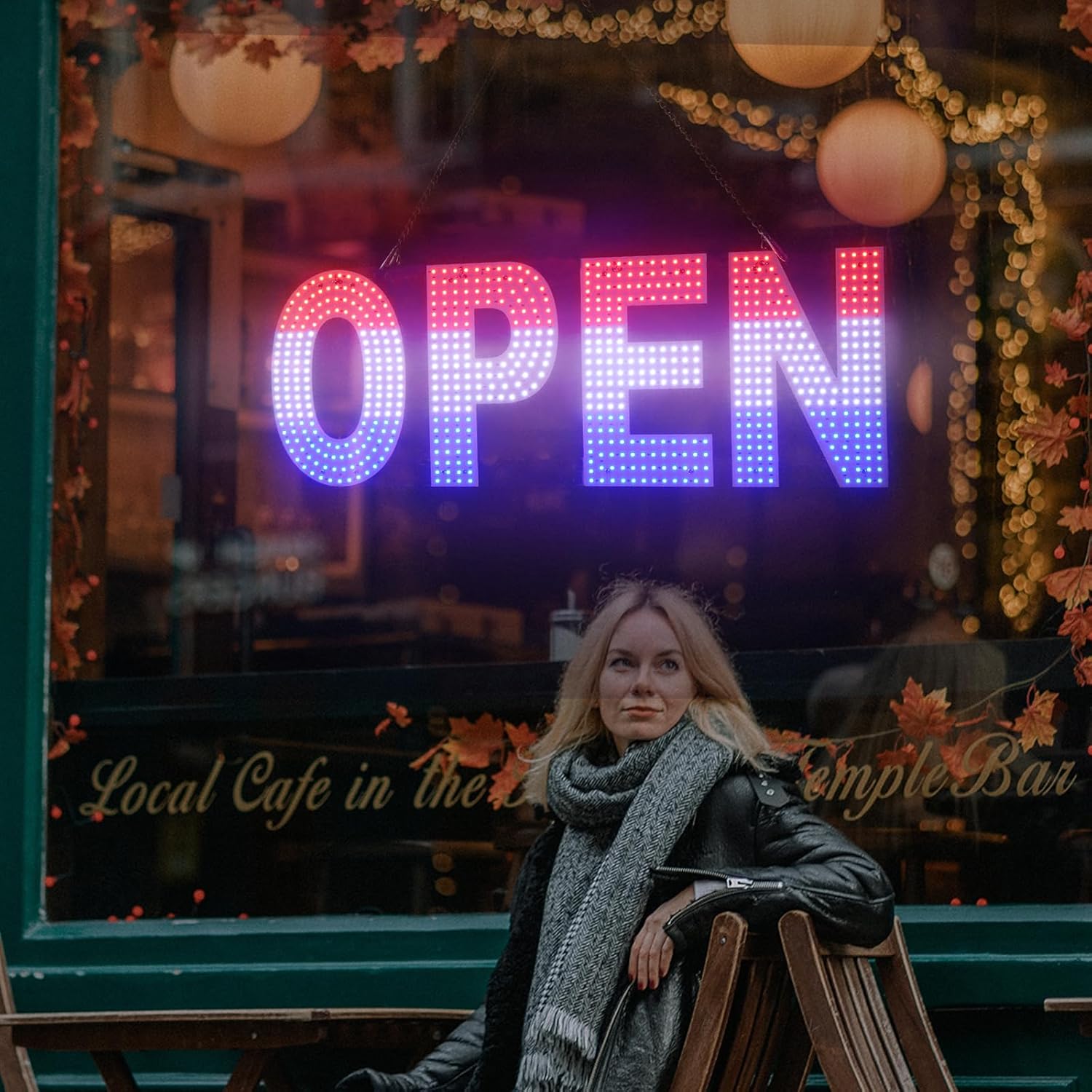 lulixilul LED Open Sign for Business, 30"x10" Dimmable Brightness Large Electric Light Up Sign, Hanging Installation for Store Restaurant Office Bar Hotel Salon (white)