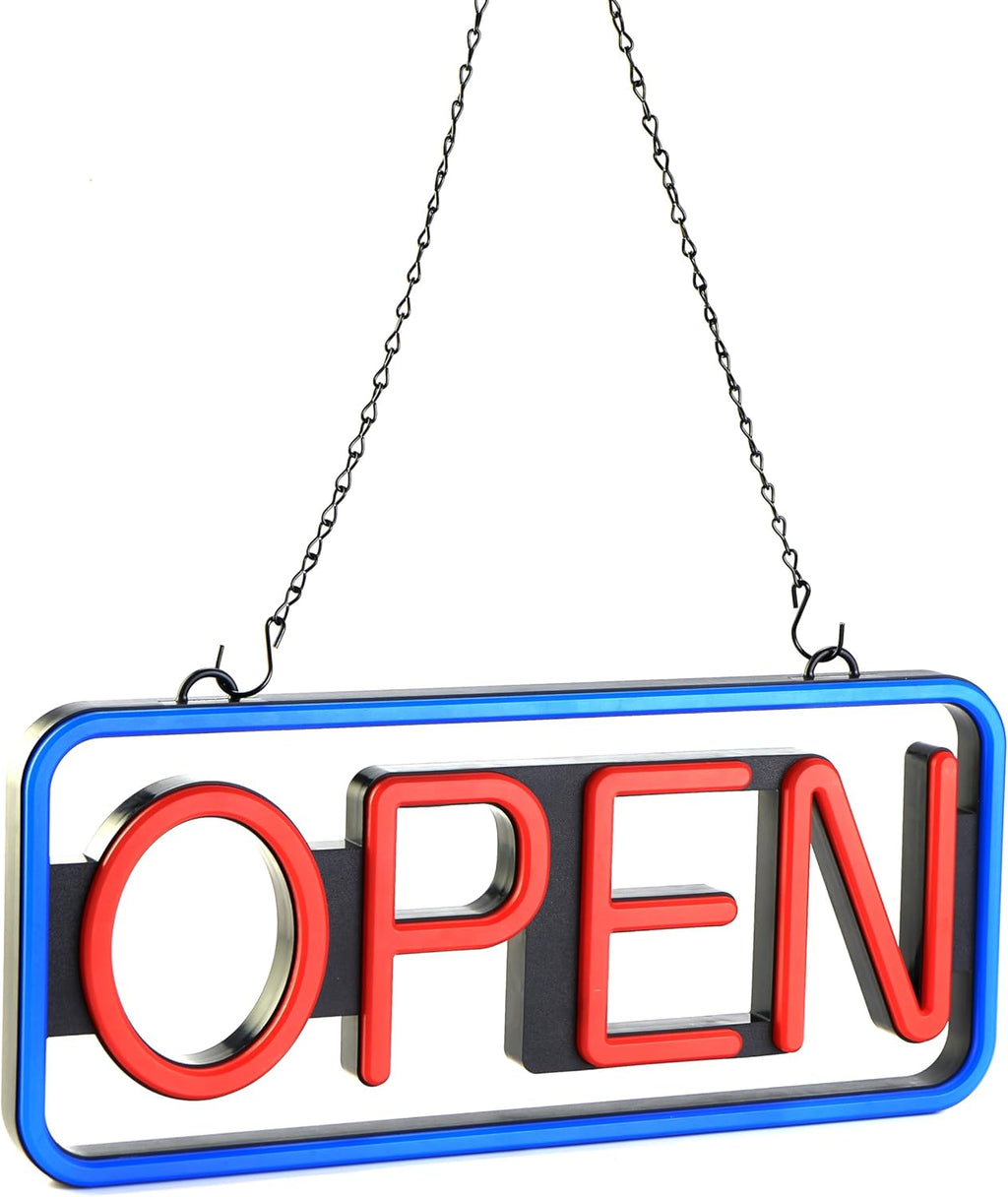 BritTech 21'' X 10'' NEW Ultra Bright LED 2025 Model Neon Open Sign - Remote Controlled - Get Your Business Seen Day or Night(21'' X 10'' Blue/Red)