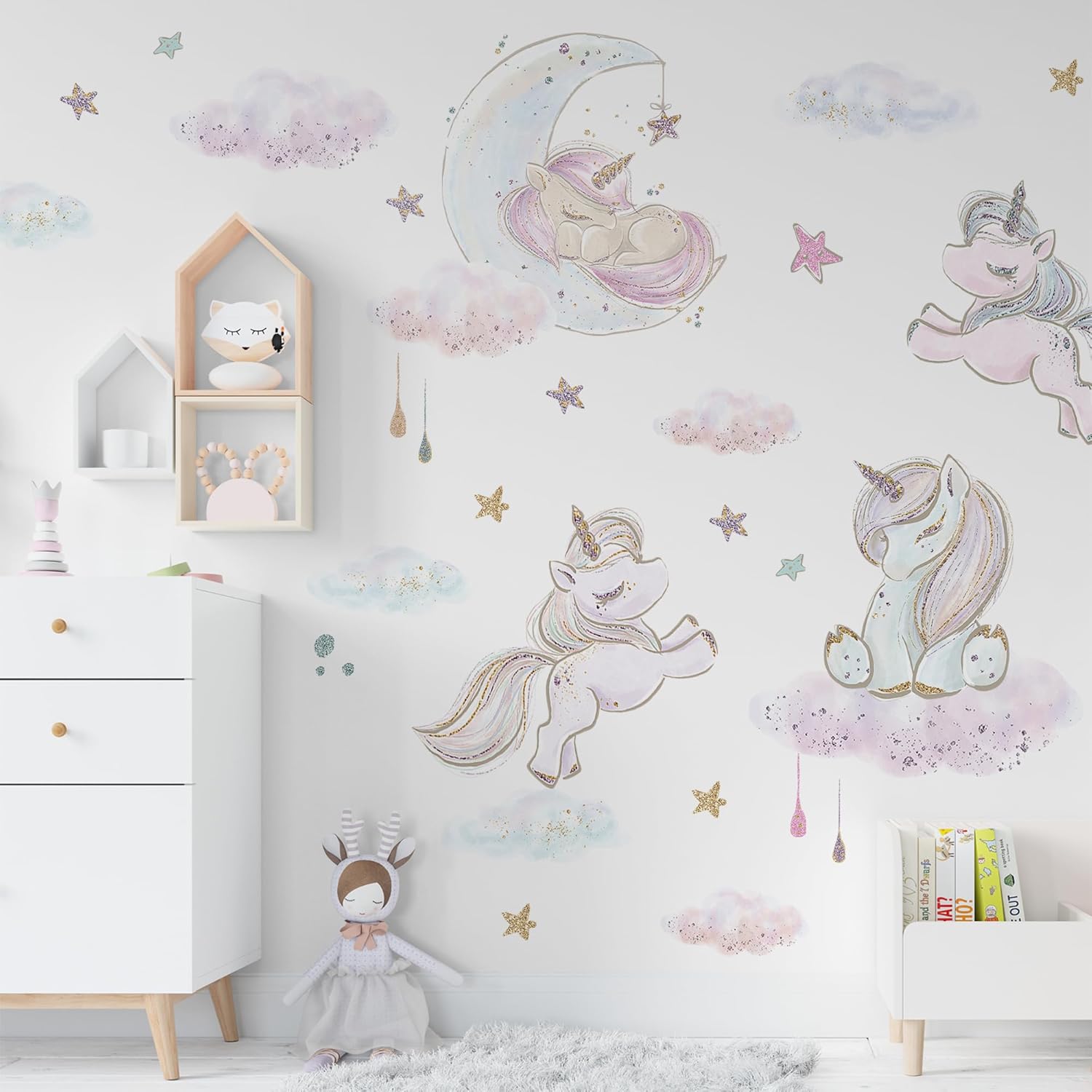 Hot Air Balloon Wall Decals by Lipastick - Peel and Stick Animal Stickers Raccoon, Fox, Koala, Panda for Kids Room, Nursery, Playroom, Bedroom - Removable Wall Decor for Boys, Girls, Babies - XXL Size