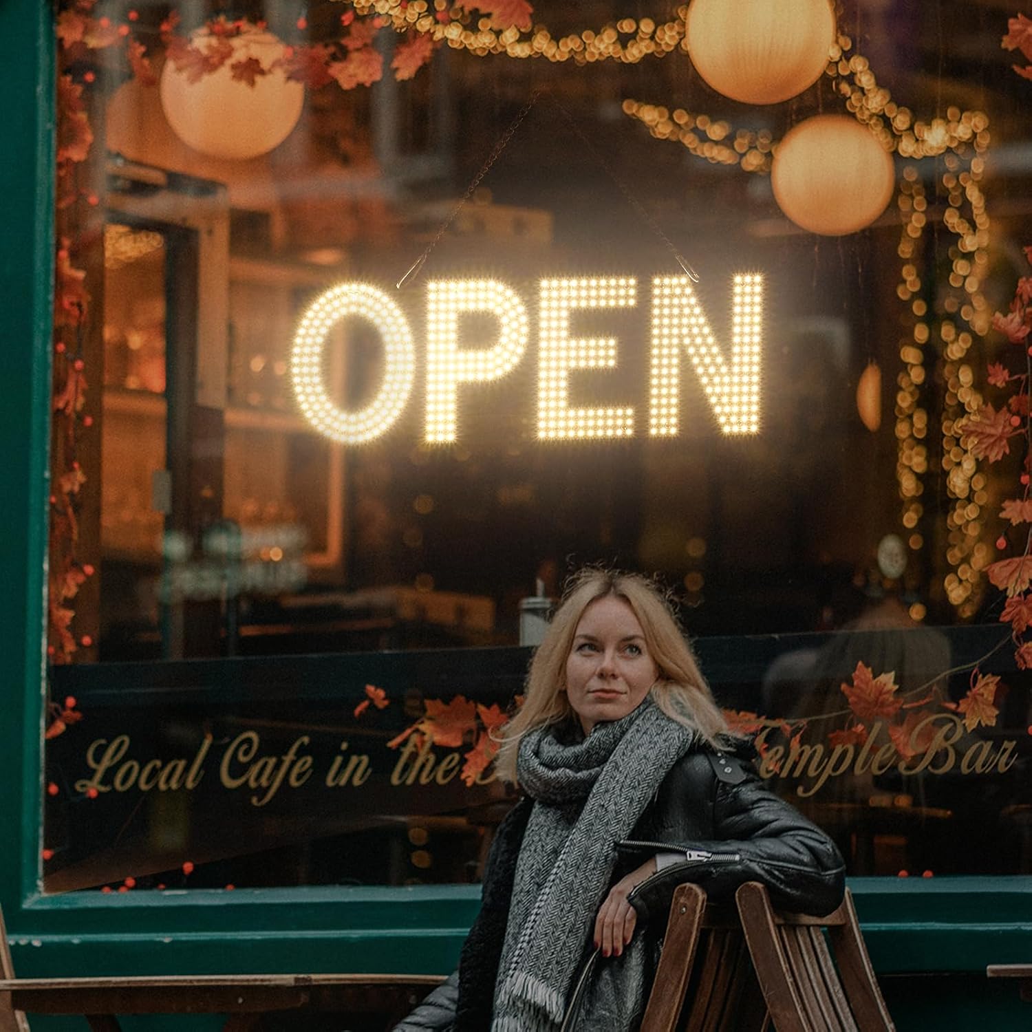 lulixilul LED Open Sign for Business, 30"x10" Dimmable Brightness Large Electric Light Up Sign, Hanging Installation for Store Restaurant Office Bar Hotel Salon (white)