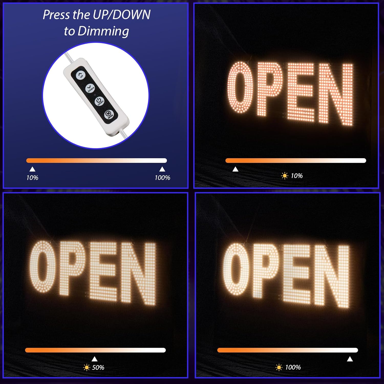 lulixilul LED Open Sign for Business, 30"x10" Dimmable Brightness Large Electric Light Up Sign, Hanging Installation for Store Restaurant Office Bar Hotel Salon (white)