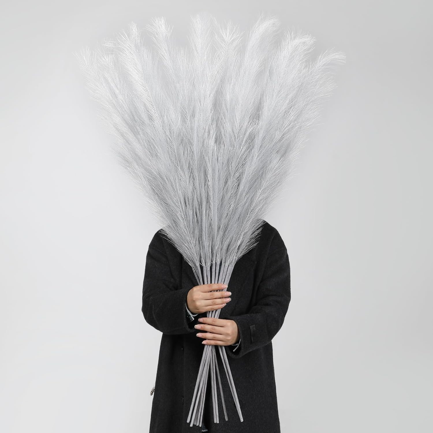 Wertuirk Gold Pampas Grass Decor - 45-Inch Set of 8 | Faux Tall Pampas Grass Soft and Fluffy | Perfect for Wedding Centerpieces, Great Gatsby Party Decorations and Glam Room Decor