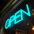 HiNeon White Neon Open Sign 20inx7in LED Light w/Remote Controller, Electric Light Up Open Sign for Business Store, w/Hanging Chain for Shop Windows, Direct Plug-In w/ 12V Power Adapter