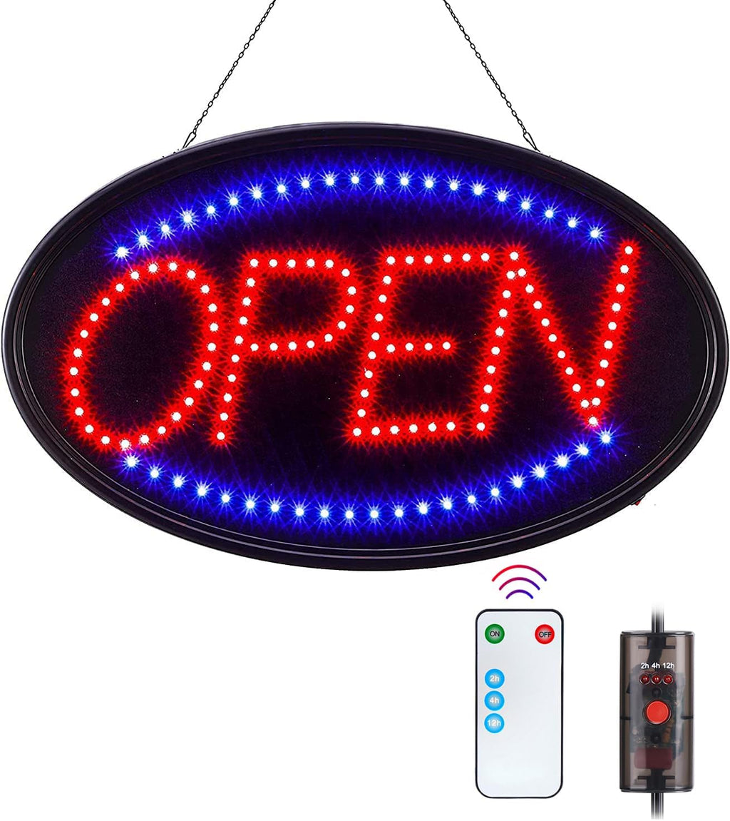 LED Open Sign, FITNATE Large 23x14 inch Business Open Sign with Remote Electric Display Light,2 Modes Flashing & Steady Lights for Business, Shop, Bar, Hotel