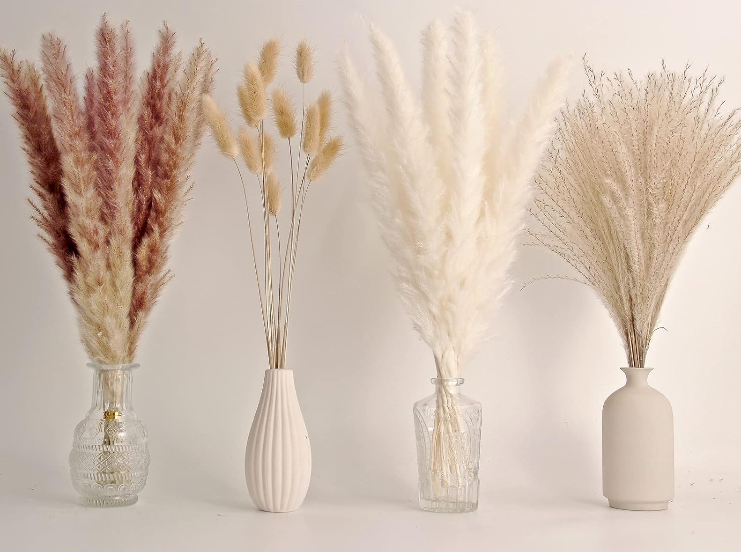 300 PCS Dried Flower Bouquet – Pampas Grass, Floral Decor for Home, Wedding, and Boho Style | Perfect for Vases, Fall, Spring, Summer, and Winter Arrangements