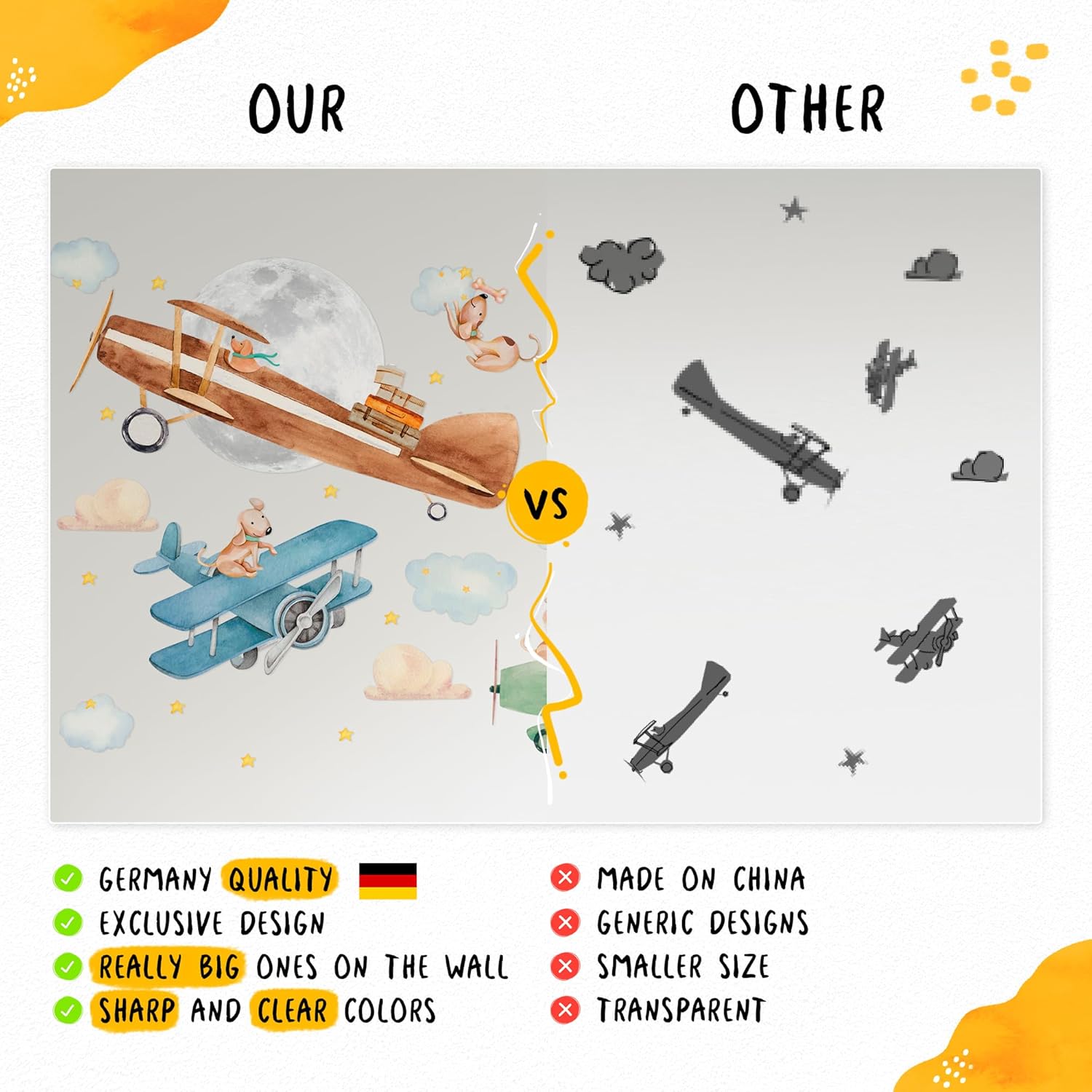 Hot Air Balloon Wall Decals by Lipastick - Peel and Stick Animal Stickers Raccoon, Fox, Koala, Panda for Kids Room, Nursery, Playroom, Bedroom - Removable Wall Decor for Boys, Girls, Babies - XXL Size