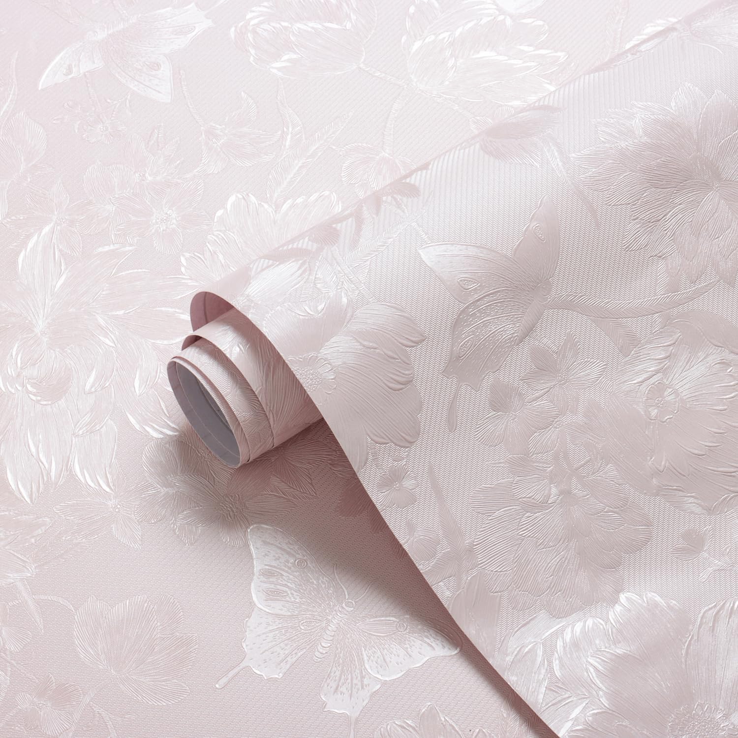 Erfoni 394"x15.7" Black Floral Embossed Wallpaper for Bedroom Decorative DIY Peel and Stick Wallpaper Flower Textured Removable Contact Paper Vintage Pure Black Self Adhesive Wall Paper Vinyl Roll