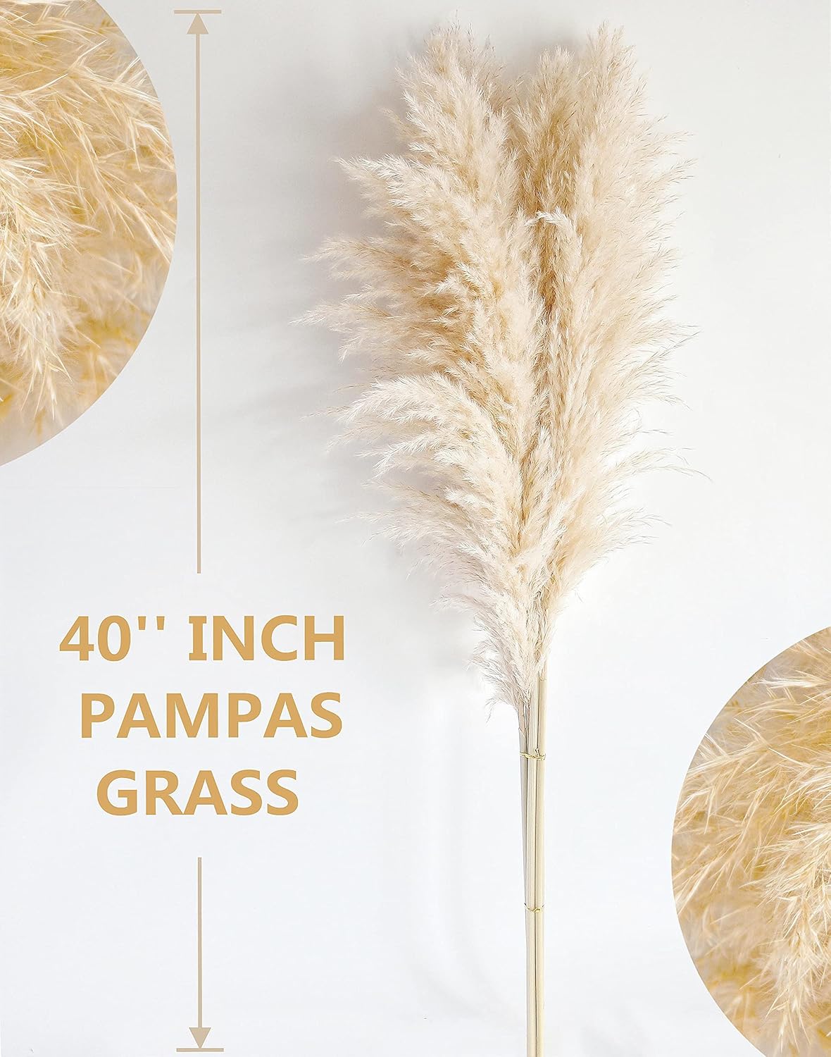 40" inch 20 Stems Natural Pampas Grass Decor Tall, Pompas Grass, Tall Pampas Grass for Wedding, Party, Farmhouse, Boho Home Decor