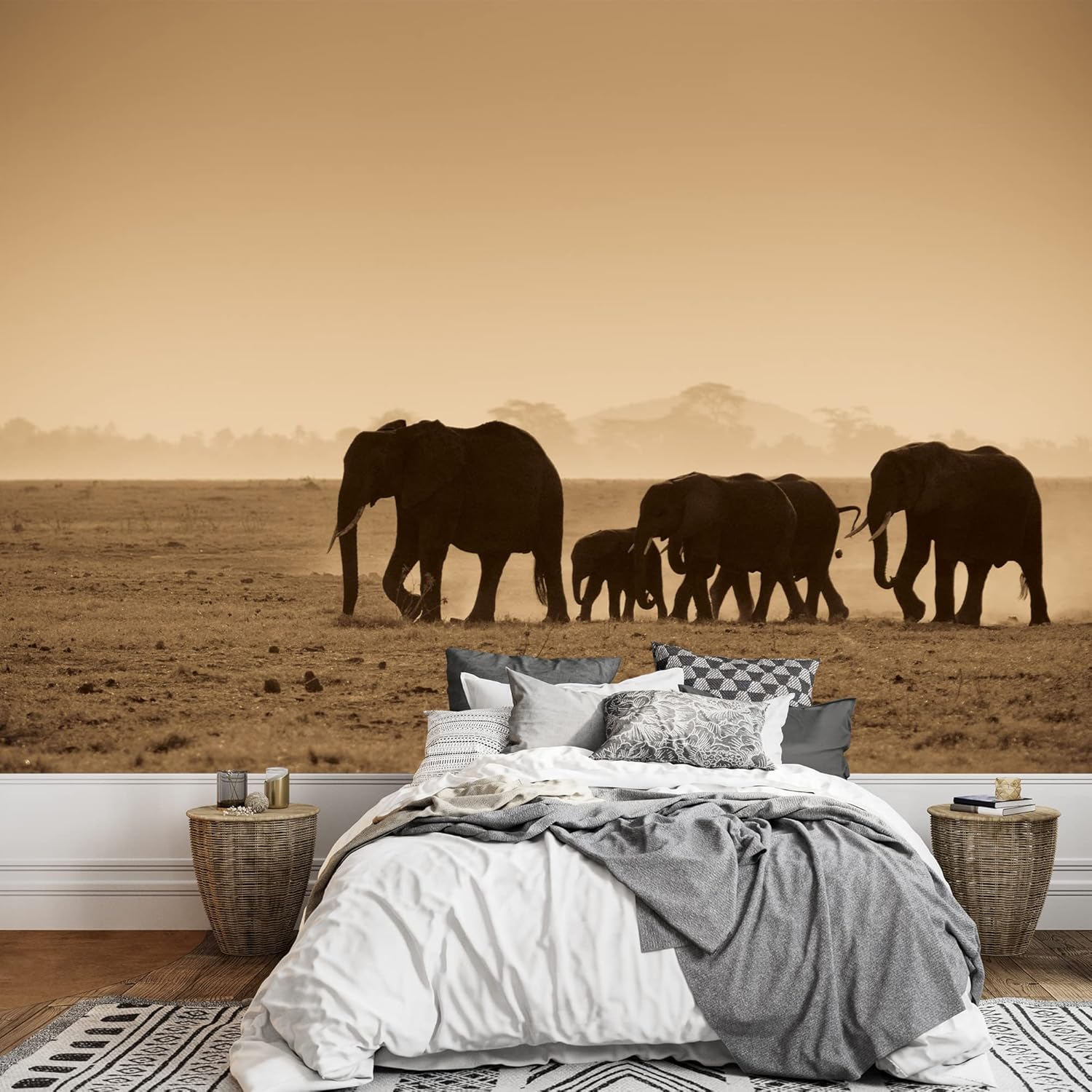 wall26 Removable Wall Sticker/Wall Mural African Field Safari Wild Zebras Animals Nature Photography Realism Decorative Landscape Relax/Calm Rustic Scenery for Living Room, Bedroom, Office - 66"x96"