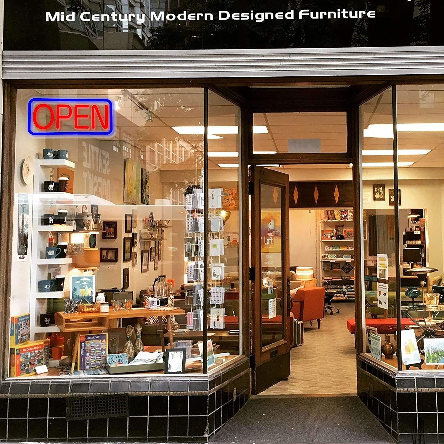 MaxLit 21'' X 10'' New Ultra Bright LED Neon Sign - OPEN - Remote Controlled - Energy Efficient & Durable (Blue/Red)