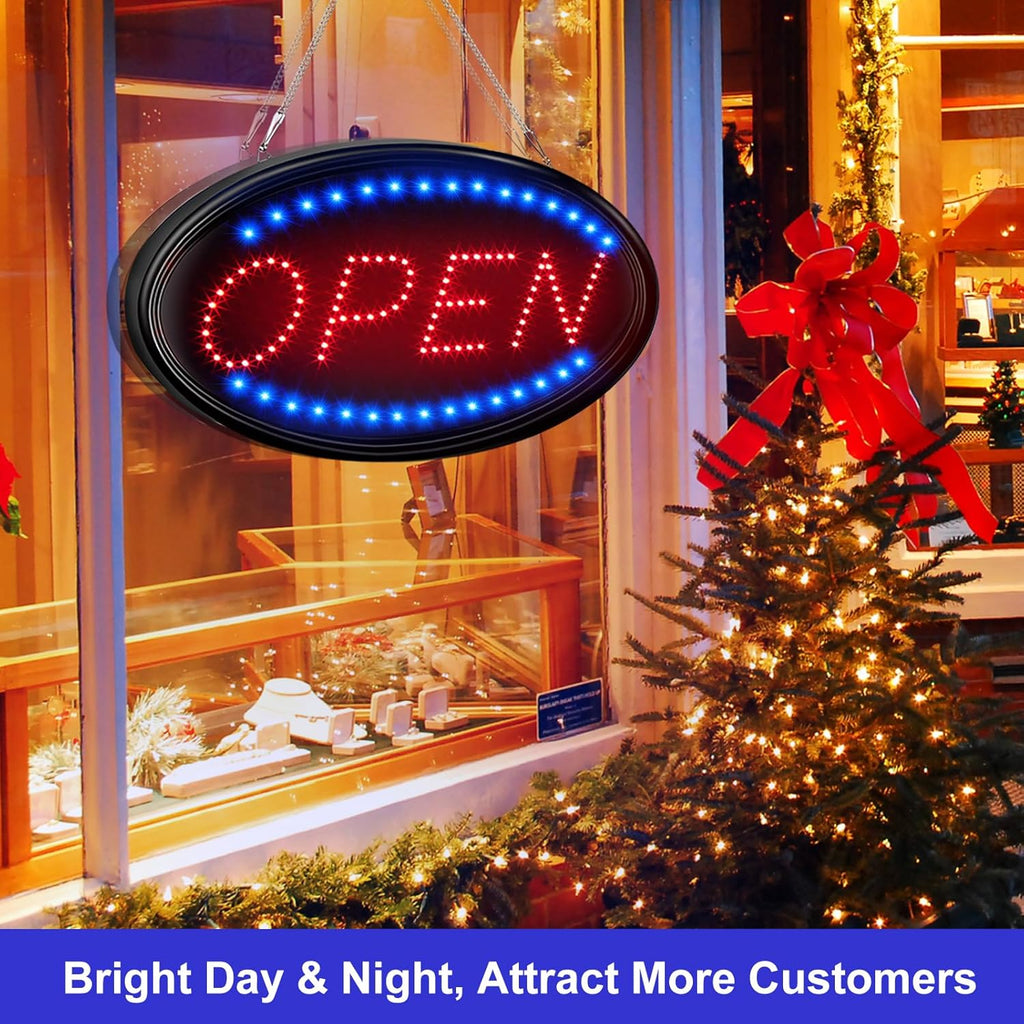 LED Open Sign, FITNATE Large 23x14 inch Business Open Sign with Remote Electric Display Light,2 Modes Flashing & Steady Lights for Business, Shop, Bar, Hotel