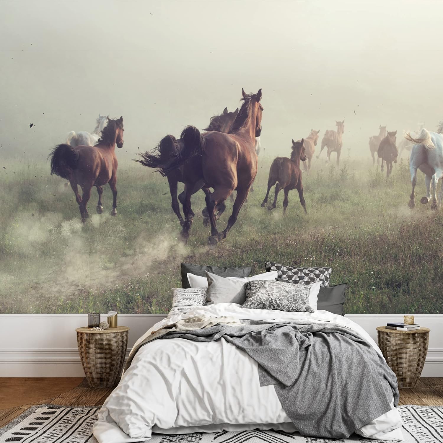 wall26 Removable Wall Sticker/Wall Mural African Field Safari Wild Zebras Animals Nature Photography Realism Decorative Landscape Relax/Calm Rustic Scenery for Living Room, Bedroom, Office - 66"x96"