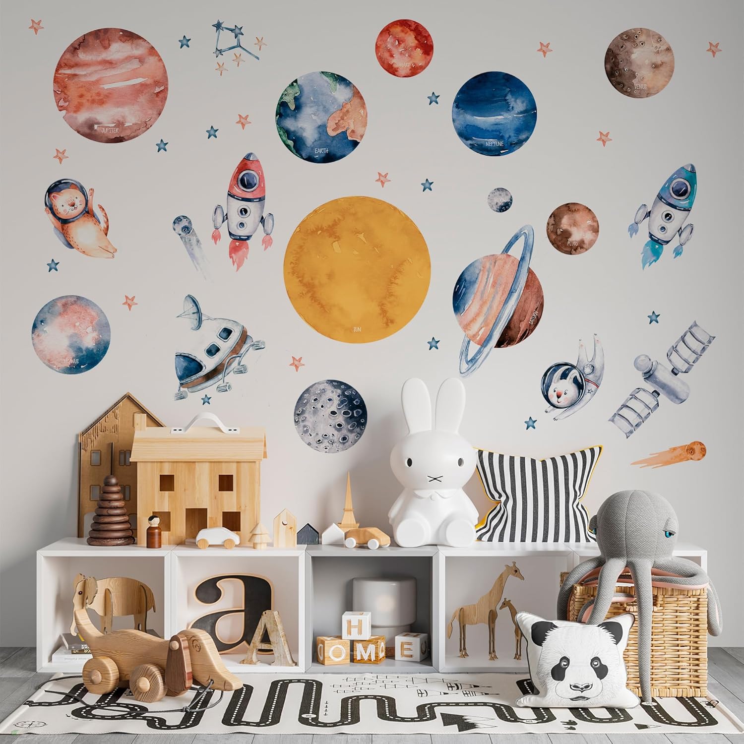 Hot Air Balloon Wall Decals by Lipastick - Peel and Stick Animal Stickers Raccoon, Fox, Koala, Panda for Kids Room, Nursery, Playroom, Bedroom - Removable Wall Decor for Boys, Girls, Babies - XXL Size