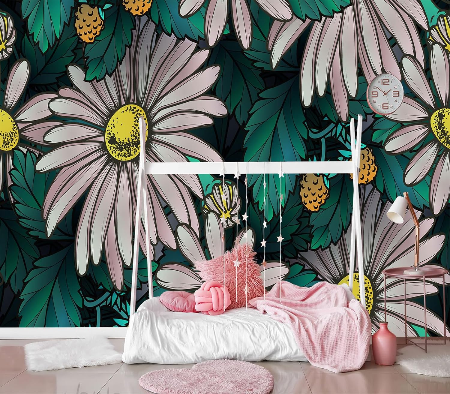 XMPMBM-Cartoon Hand-Painted Animals Woodland Nursery Room Fabric Wallpaper Graffiti Pine Forest Kids Gaming Room Wall Mural-W 88" X H 59"（36 Square Foot）