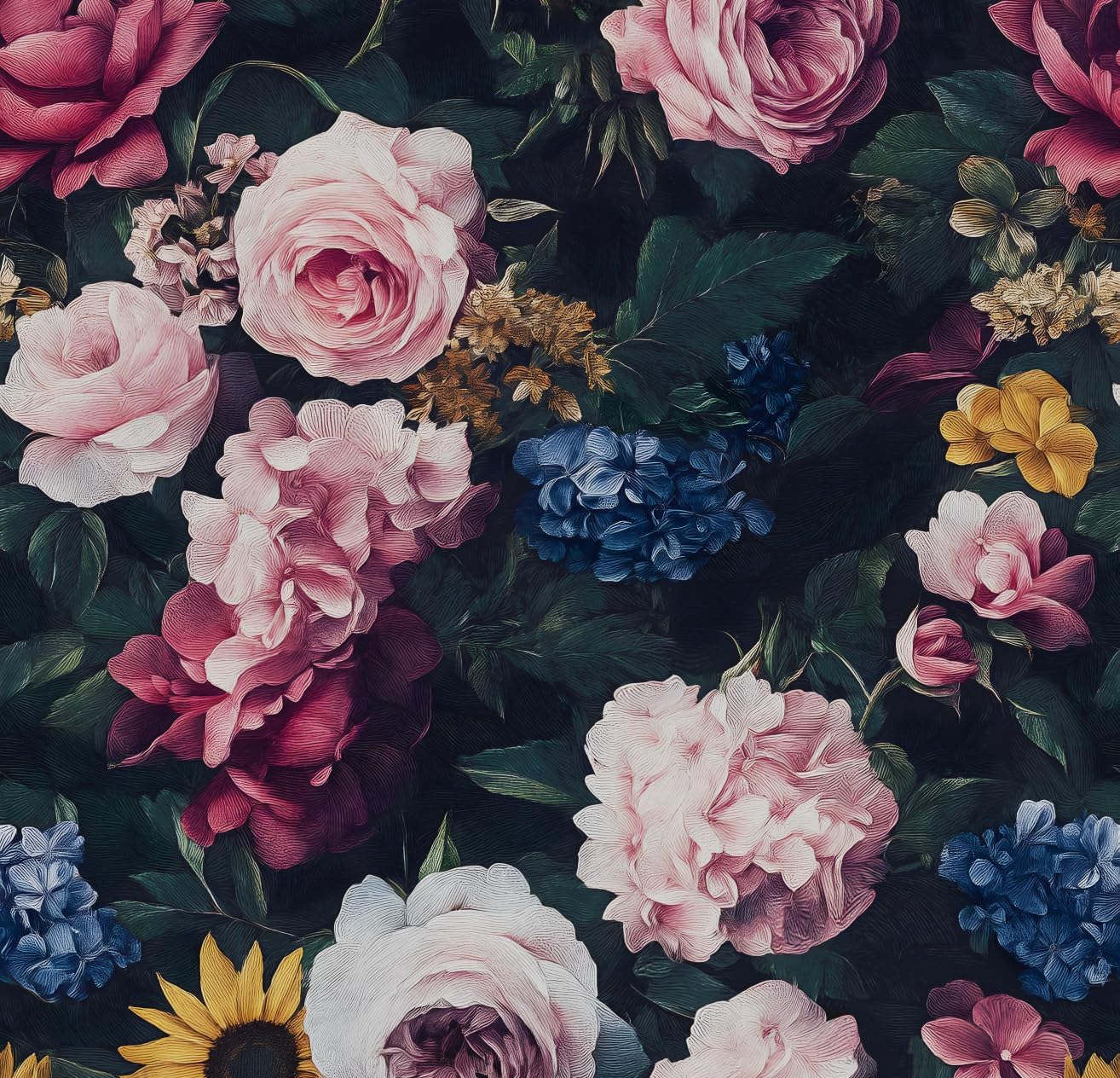 Laatse Floral Wallpaper Peel and Stick,Vintage Rose Contact Paper 17.5" x 393", Thick Burgundy Wall Paper Murals Self Adhesive Removable Waterproof for Shelf Cabinet Drawer Table Decor (Black, Red)