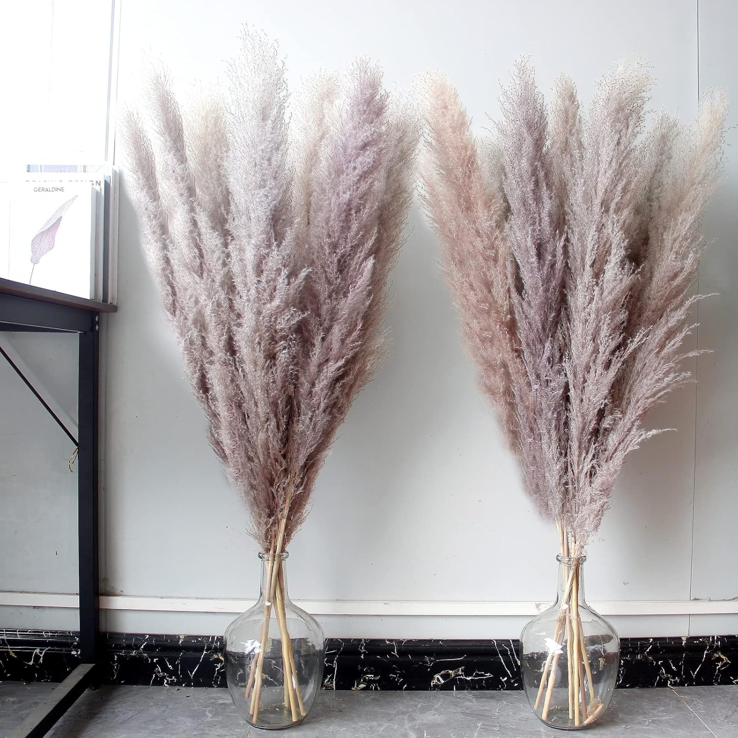 46" inch 20 Stems Natural Pampas Grass Decor Tall, Pompas Grass, Tall Pampas Grass for Weddingm, Farmhouse, Boho Home Decor (Beige)