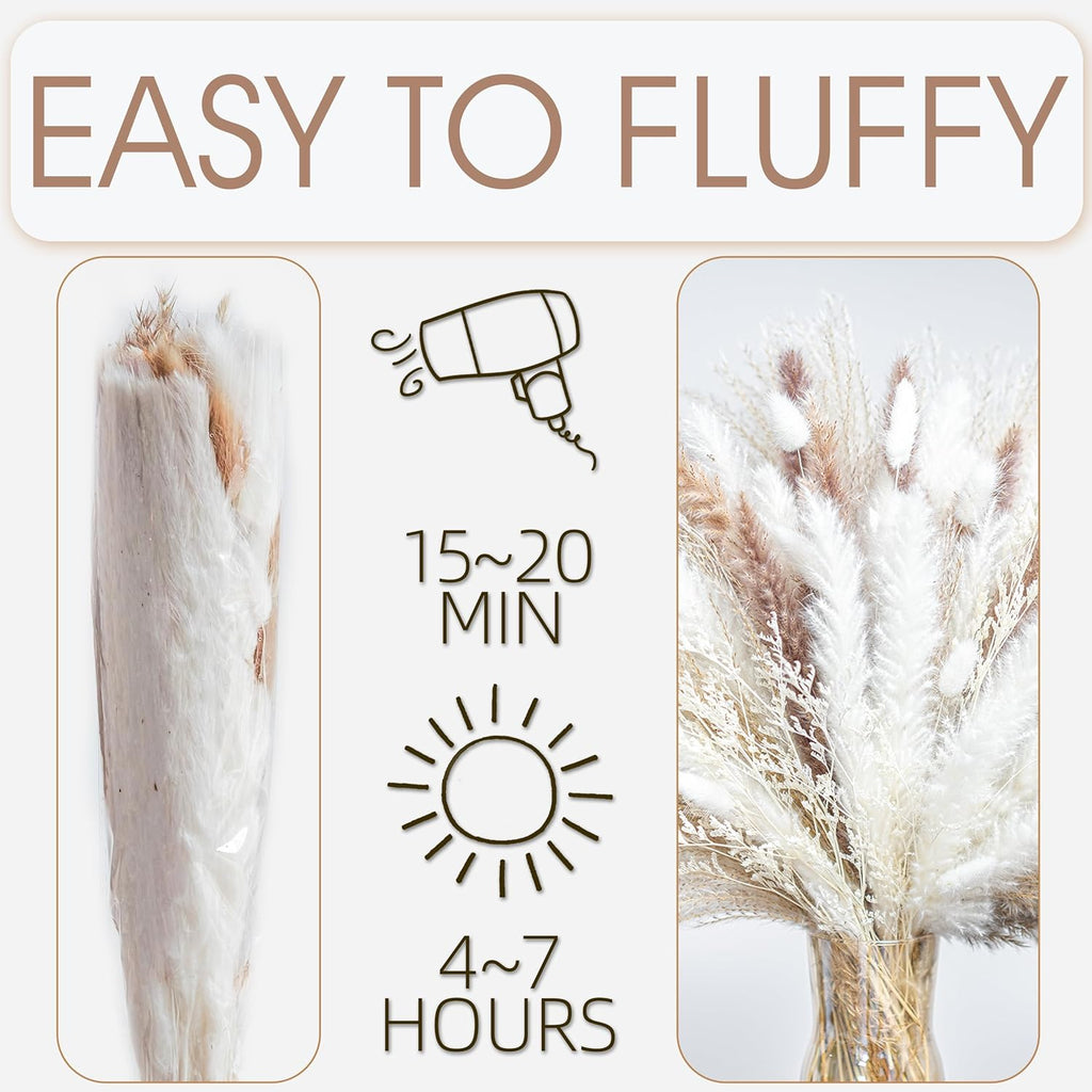 440PCS Natural Dried Pampas Grass Boho Home Decor Bouquet Phragmites Dried Flowers Bouquet for Wedding Floral Arrangements Home Decorations (440PCS)