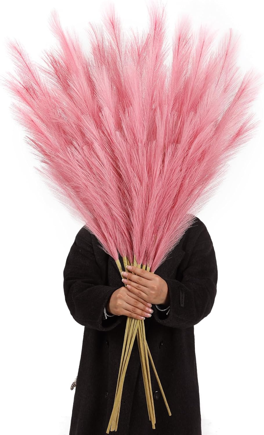 Wertuirk Gold Pampas Grass Decor - 45-Inch Set of 8 | Faux Tall Pampas Grass Soft and Fluffy | Perfect for Wedding Centerpieces, Great Gatsby Party Decorations and Glam Room Decor