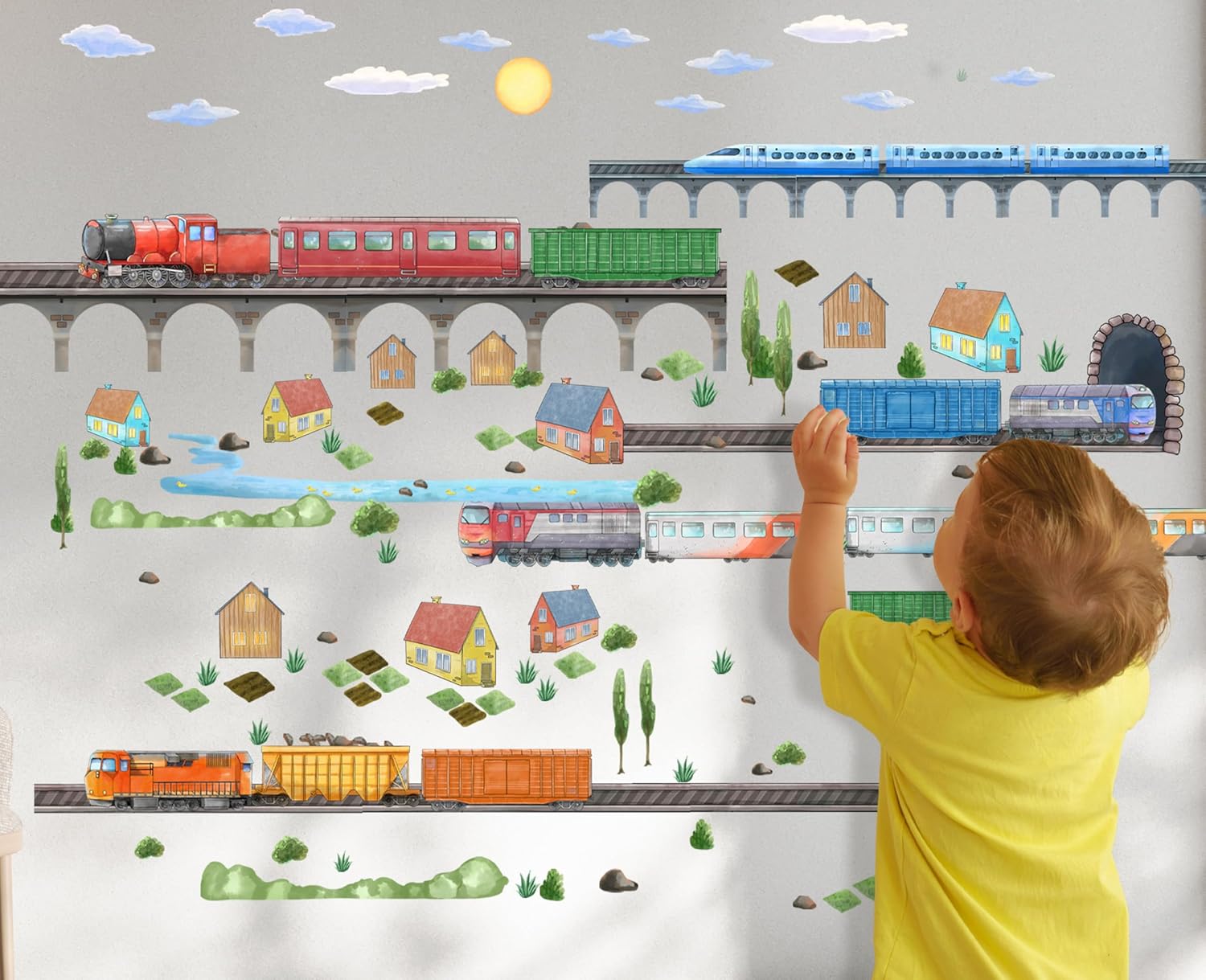 Hot Air Balloon Wall Decals by Lipastick - Peel and Stick Animal Stickers Raccoon, Fox, Koala, Panda for Kids Room, Nursery, Playroom, Bedroom - Removable Wall Decor for Boys, Girls, Babies - XXL Size