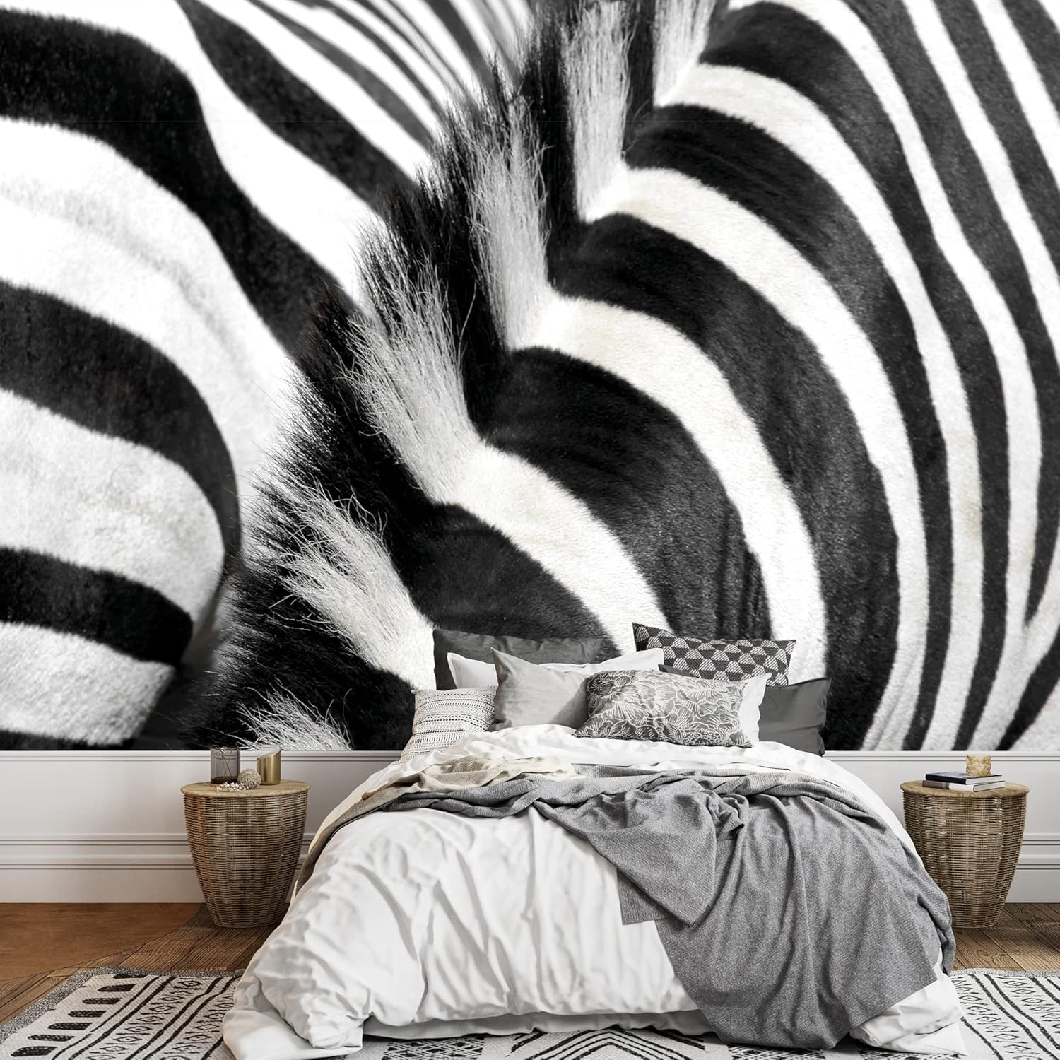 wall26 Removable Wall Sticker/Wall Mural African Field Safari Wild Zebras Animals Nature Photography Realism Decorative Landscape Relax/Calm Rustic Scenery for Living Room, Bedroom, Office - 66"x96"