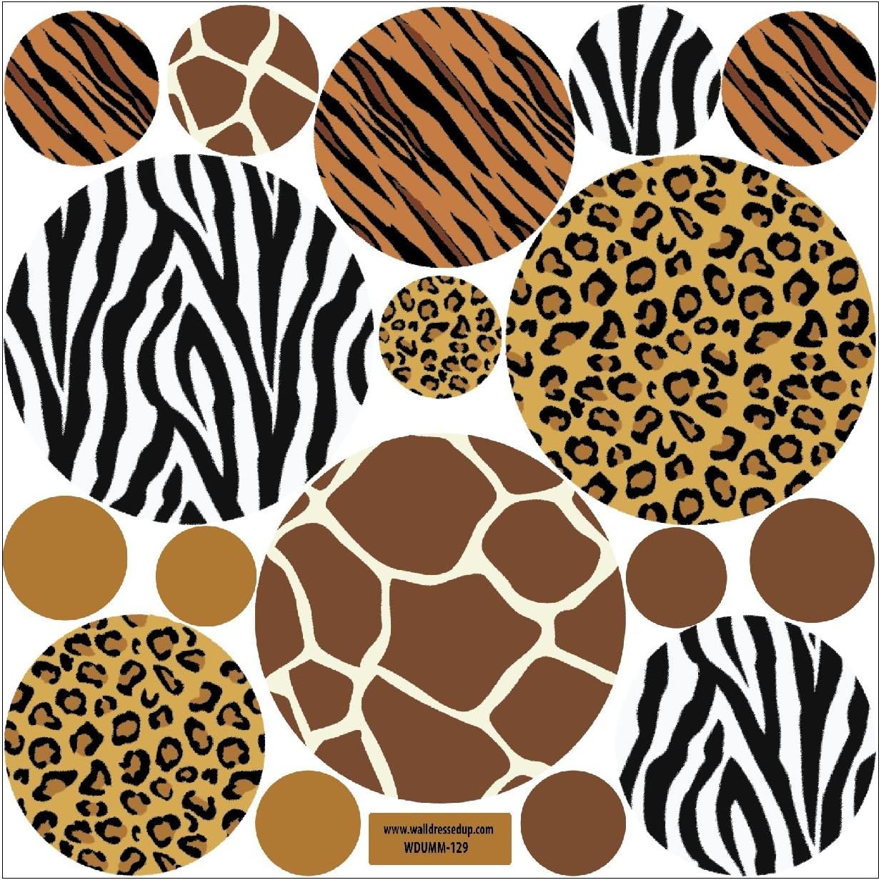 Animal Prints Decals, Large Dots in Leopard, Zebra,Tiger, Giraffe, Animal Prints, Fabric Wall Decals, Repositionable