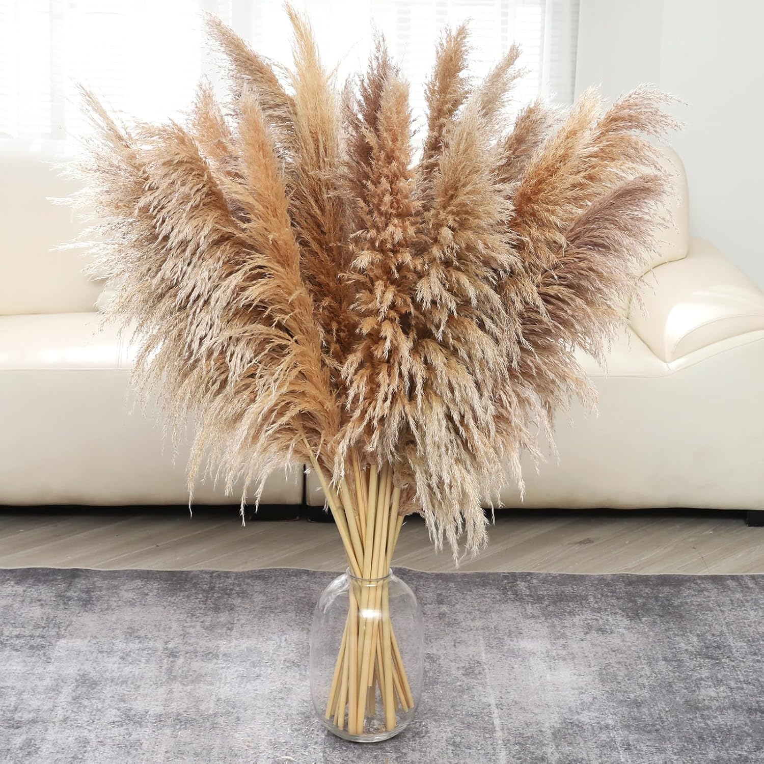 24 pcs Tall Pampas Grass Decoration - Pasuvsigt 40 Inch Large Pampas Grass Dried Flower Decoration,for Bohemian Style Living Room Decoration, Wedding Decoration, Party, Farmhouse Decoration