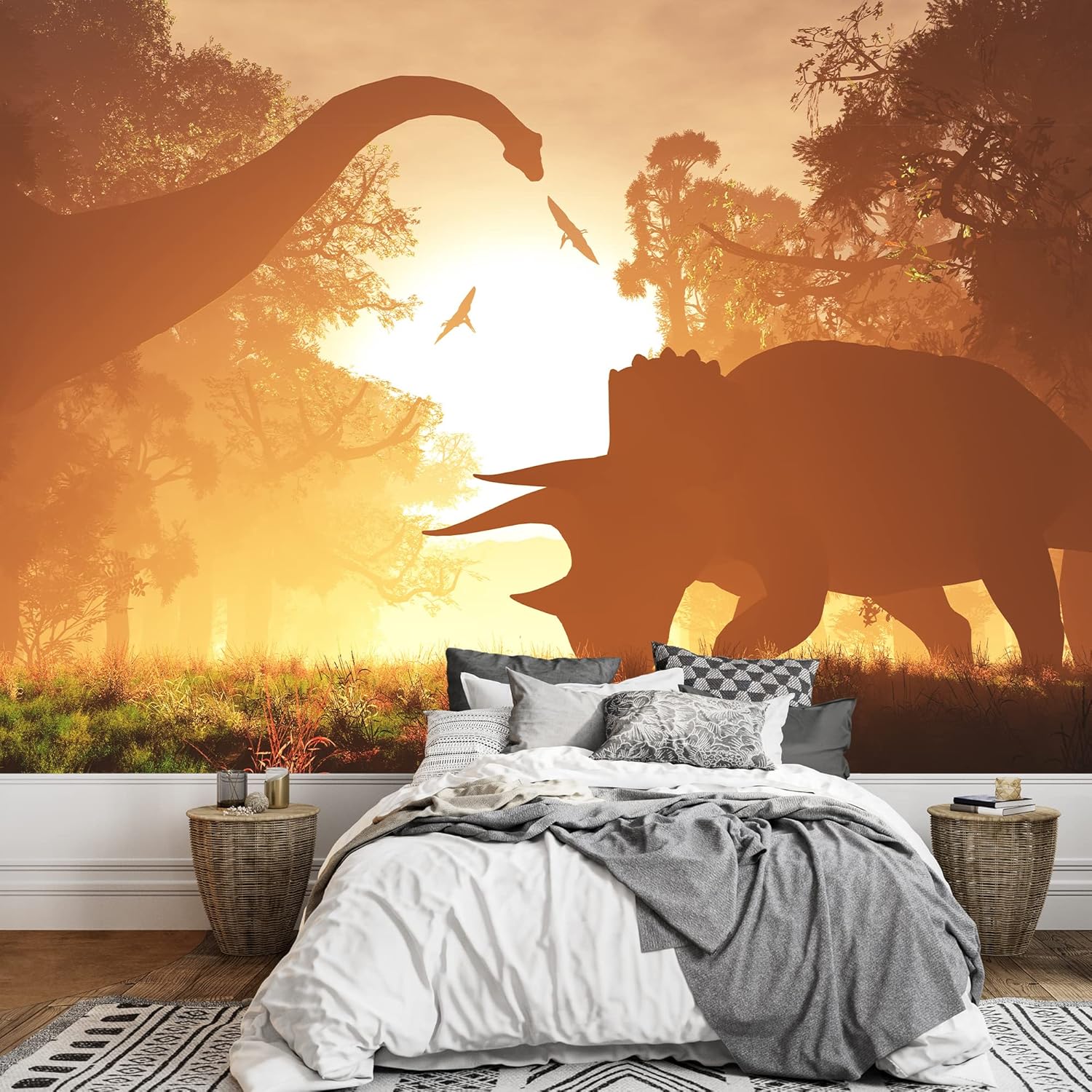wall26 Removable Wall Sticker/Wall Mural African Field Safari Wild Zebras Animals Nature Photography Realism Decorative Landscape Relax/Calm Rustic Scenery for Living Room, Bedroom, Office - 66"x96"