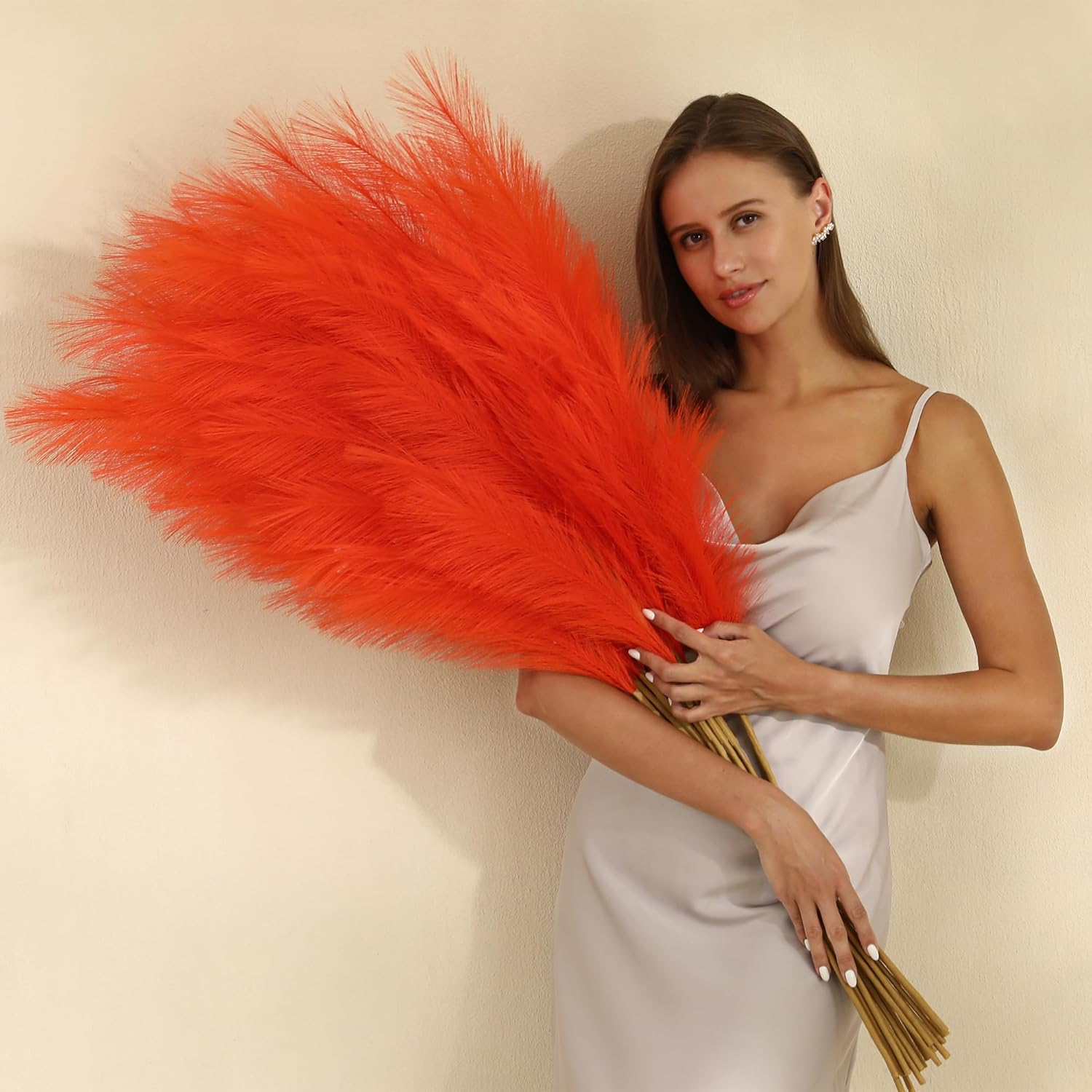 Wertuirk Gold Pampas Grass Decor - 45-Inch Set of 8 | Faux Tall Pampas Grass Soft and Fluffy | Perfect for Wedding Centerpieces, Great Gatsby Party Decorations and Glam Room Decor