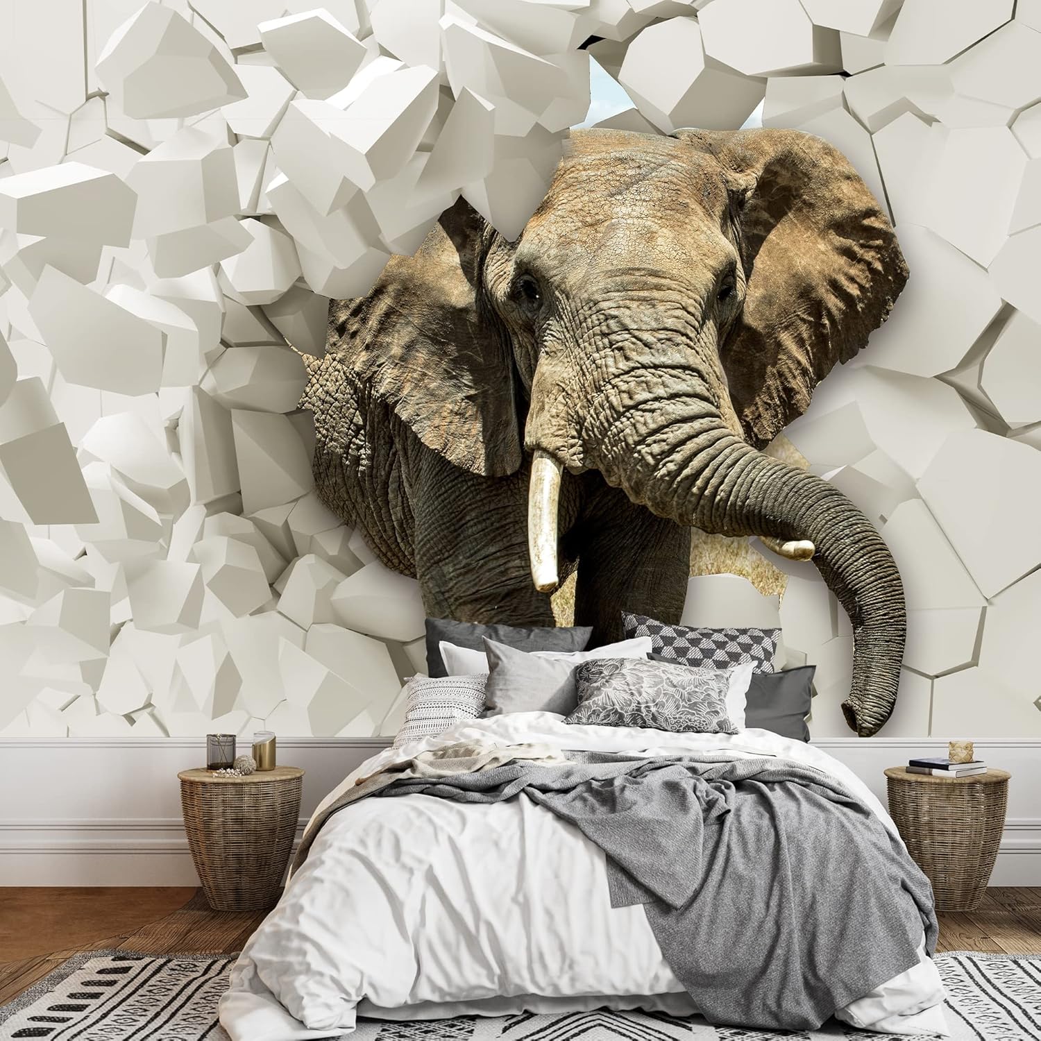 wall26 Removable Wall Sticker/Wall Mural African Field Safari Wild Zebras Animals Nature Photography Realism Decorative Landscape Relax/Calm Rustic Scenery for Living Room, Bedroom, Office - 66"x96"