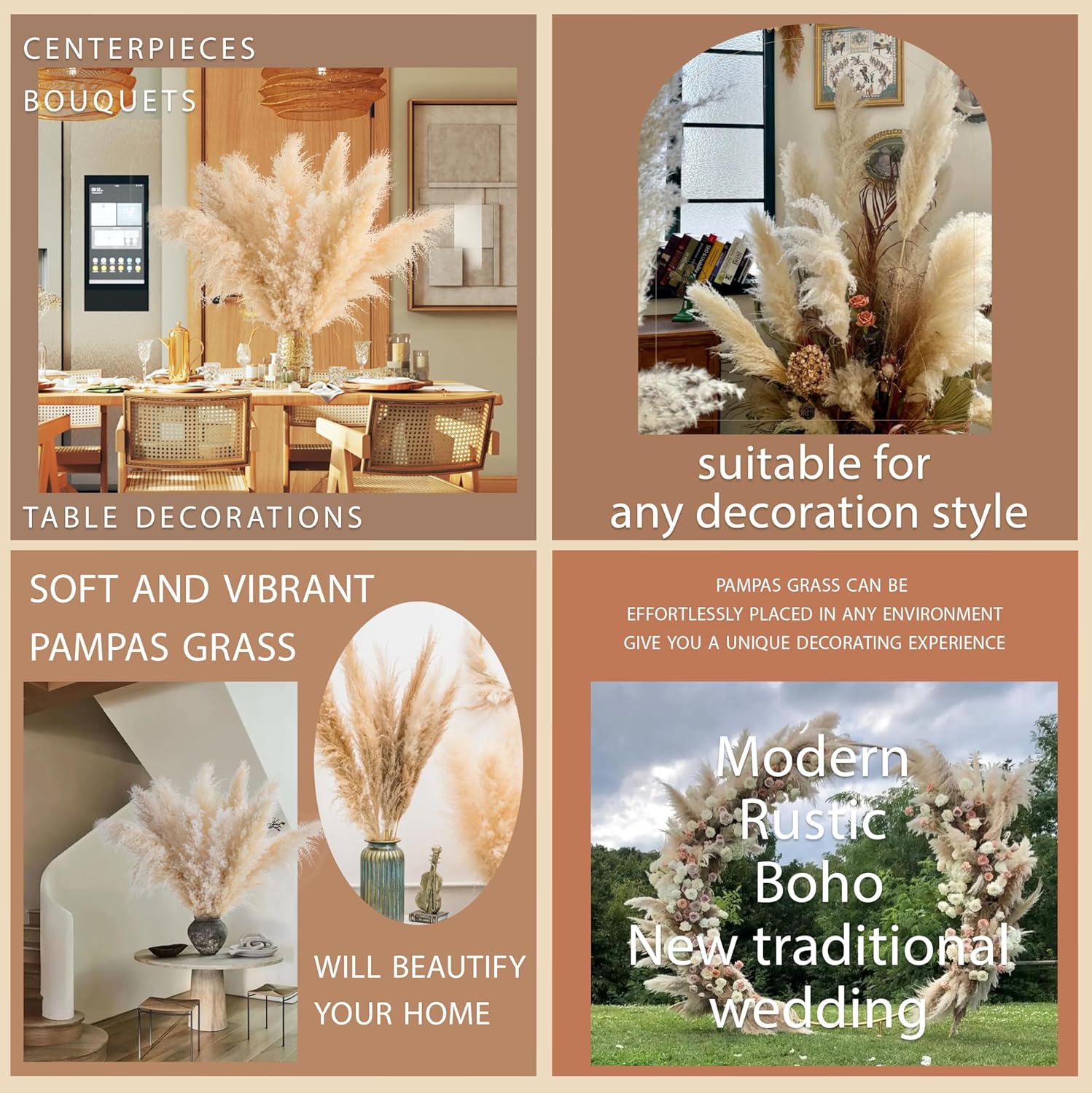 Tall Pampas Grass 30PCS Boho Decor Natural Home Decor Phragmites Dried Flowers Bouquet for Wedding Floral Arrangements Home Decorations (30PCS Tall Pampas Grass)