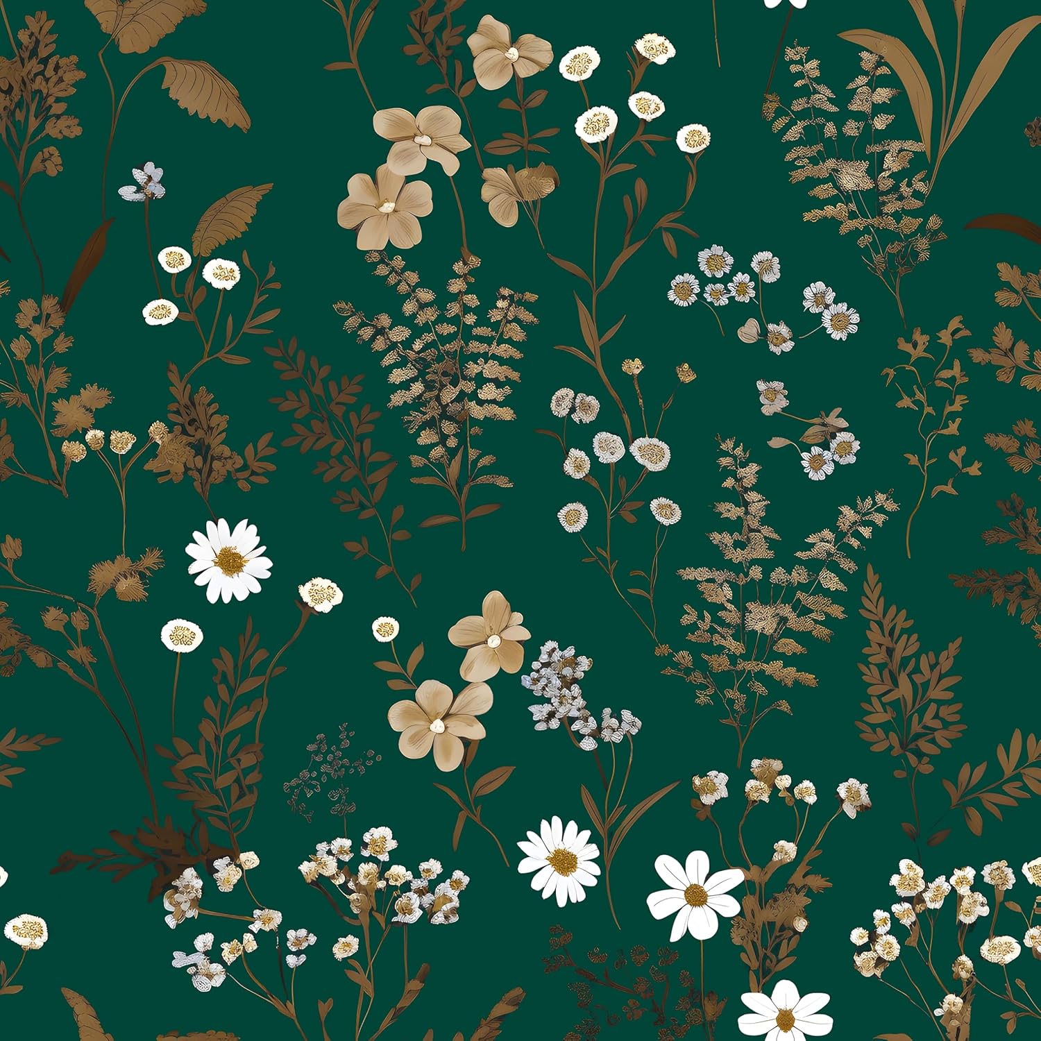 Laatse Vintage Wallpaper Peel and Stick Black Floral Wallpaper 17.5'' x 393'' Gold Leaf Contact Paper Vinyl Waterproof Self Adhesive Boho Botanical Wall Paper for Bedroom Shlef Cabinet Décor