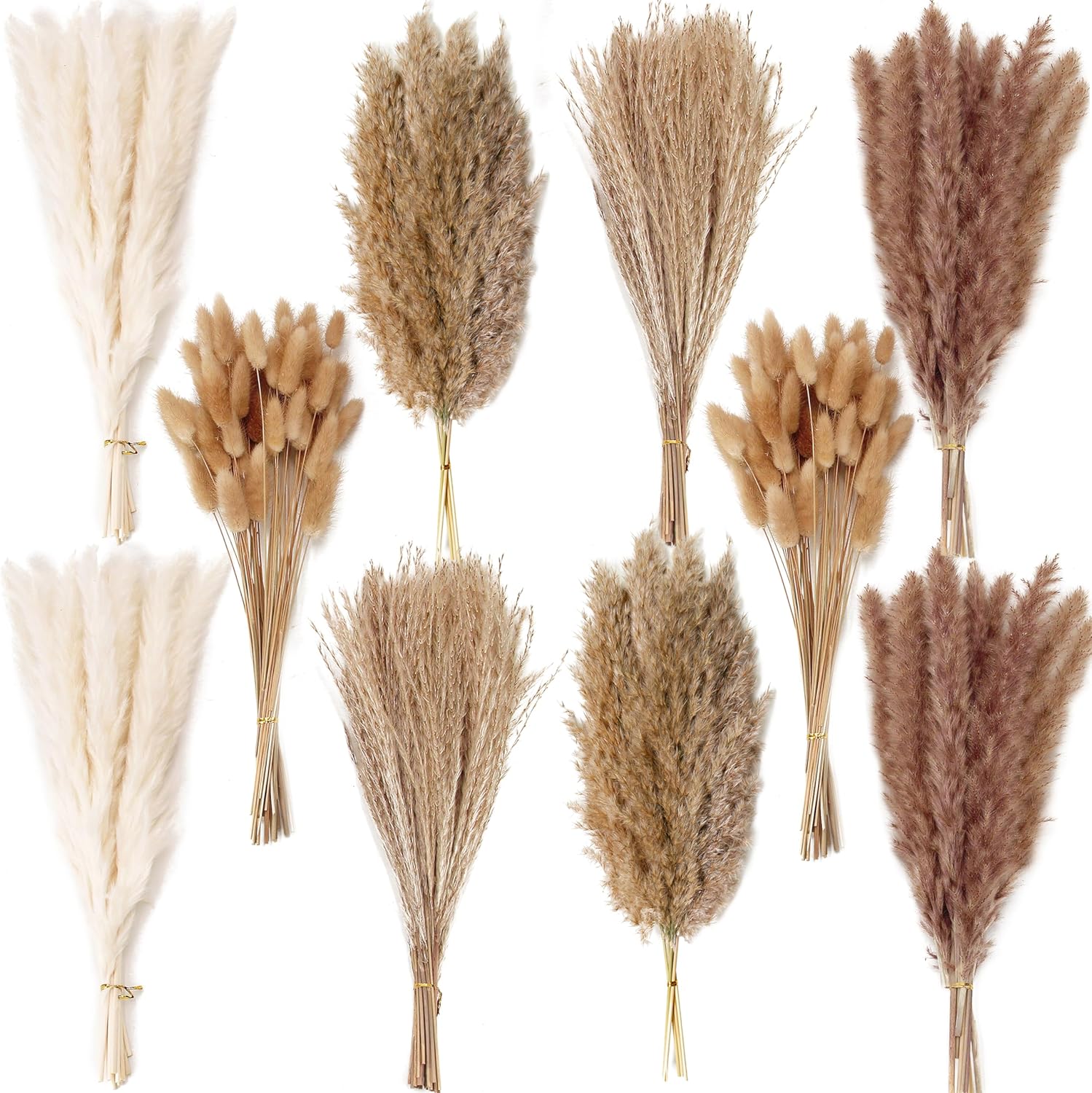 300 PCS Dried Flower Bouquet – Pampas Grass, Floral Decor for Home, Wedding, and Boho Style | Perfect for Vases, Fall, Spring, Summer, and Winter Arrangements