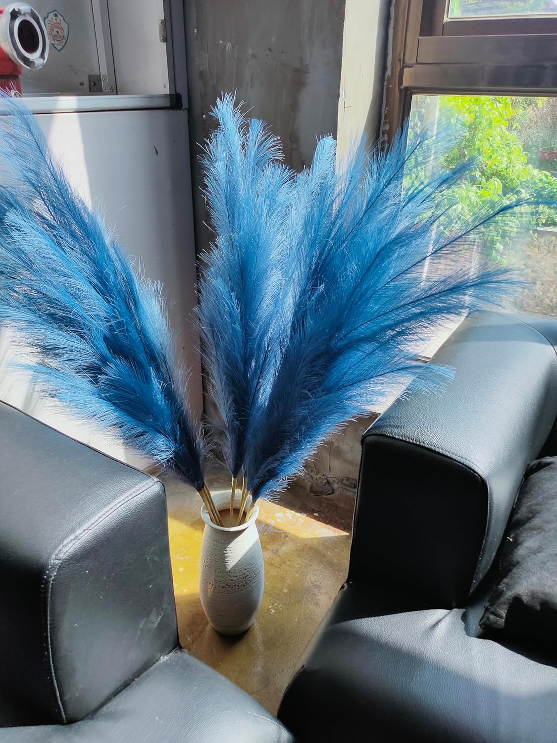 Premium Faux Burnt Orange Pampas Grass – 43.3″ Tall Fluffy Decor, No Assembly 18-Branch One-Piece Stems, Luxury Silk-Feel Feather Flowers for Boho Wedding Home Decor (Faux Burnt Orange, 8pcs 110cm)