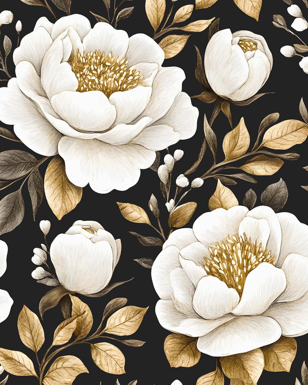 Laatse Floral Wallpaper Peel and Stick,Vintage Rose Contact Paper 17.5" x 393", Thick Burgundy Wall Paper Murals Self Adhesive Removable Waterproof for Shelf Cabinet Drawer Table Decor (Black, Red)