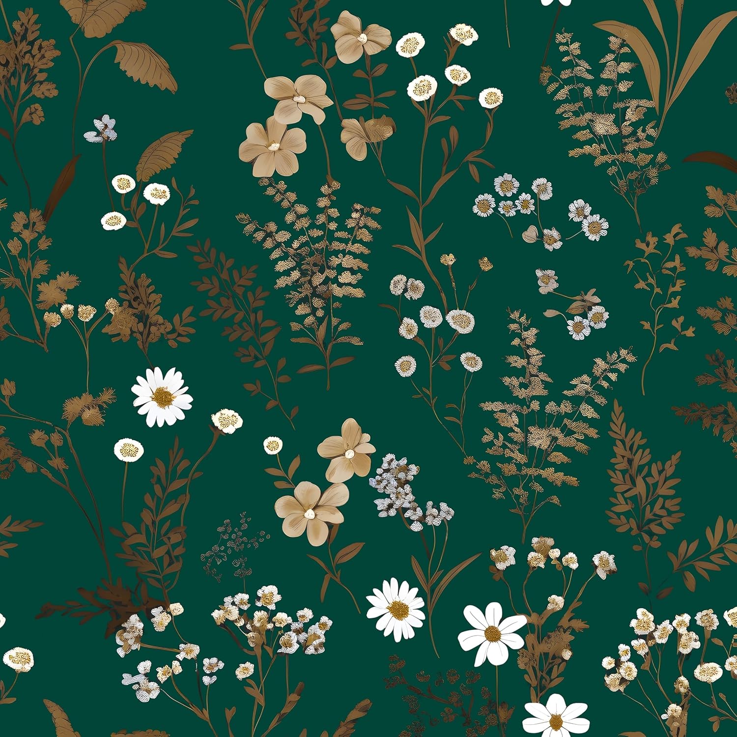 Laatse Vintage Wallpaper Peel and Stick Black Floral Wallpaper 17.5'' x 393'' Gold Leaf Contact Paper Vinyl Waterproof Self Adhesive Boho Botanical Wall Paper for Bedroom Shlef Cabinet Décor