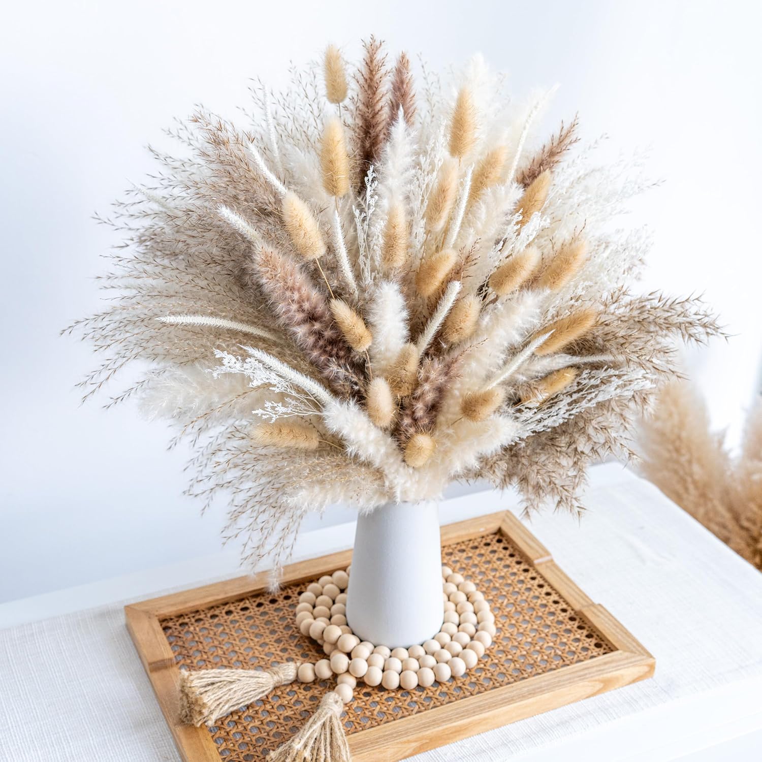 440PCS Natural Dried Pampas Grass Boho Home Decor Bouquet Phragmites Dried Flowers Bouquet for Wedding Floral Arrangements Home Decorations (440PCS)