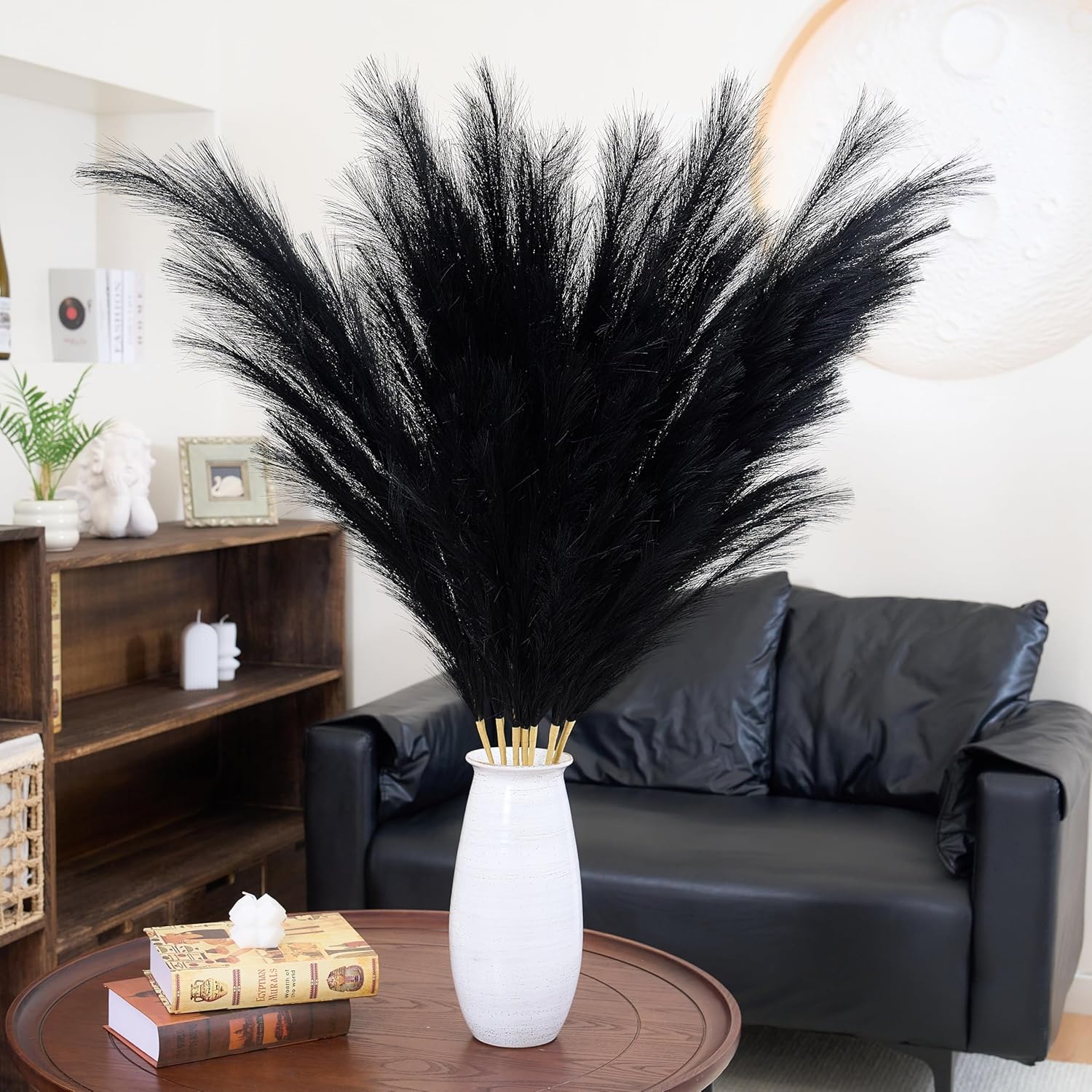 Premium Faux Burnt Orange Pampas Grass – 43.3″ Tall Fluffy Decor, No Assembly 18-Branch One-Piece Stems, Luxury Silk-Feel Feather Flowers for Boho Wedding Home Decor (Faux Burnt Orange, 8pcs 110cm)