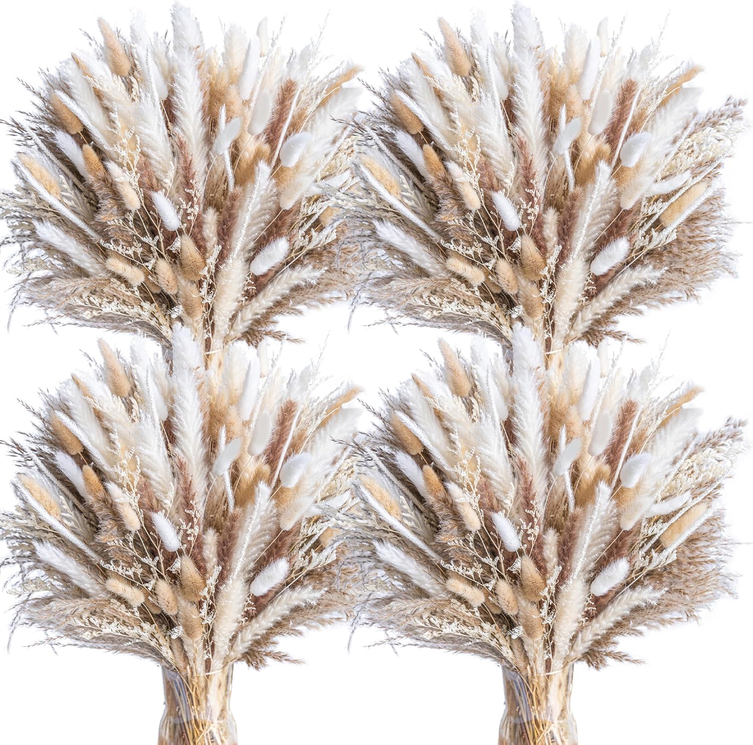 440PCS Natural Dried Pampas Grass Boho Home Decor Bouquet Phragmites Dried Flowers Bouquet for Wedding Floral Arrangements Home Decorations (440PCS)