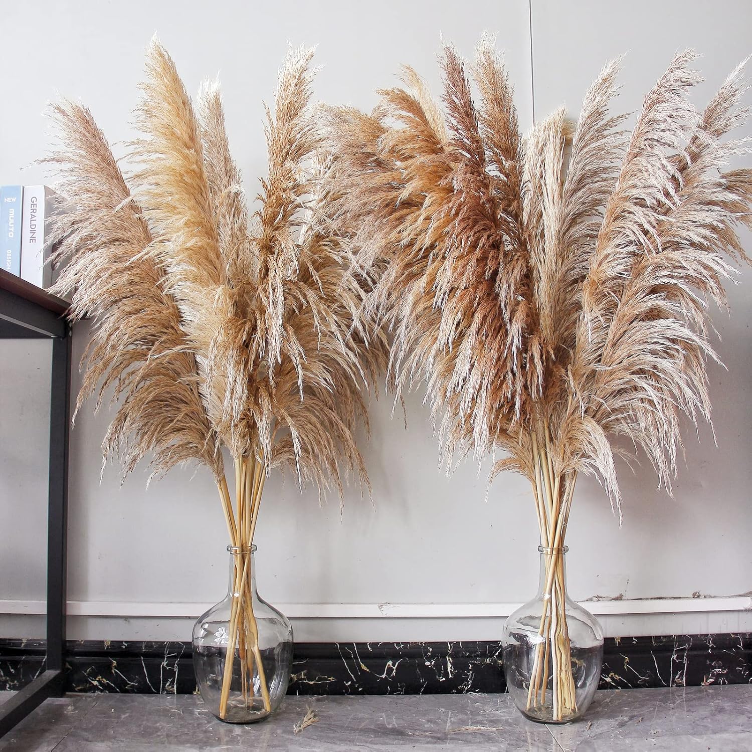46" inch 20 Stems Natural Pampas Grass Decor Tall, Pompas Grass, Tall Pampas Grass for Weddingm, Farmhouse, Boho Home Decor (Beige)
